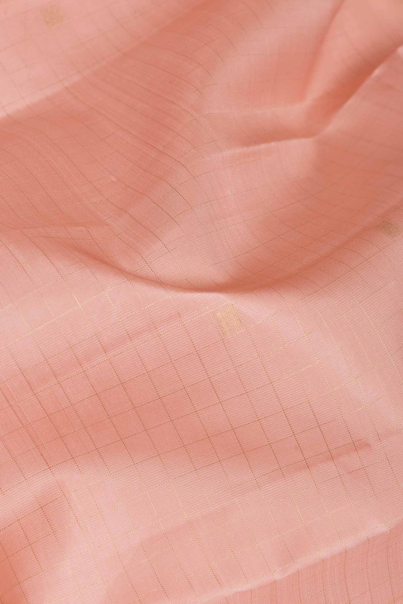 Golden Peach Dual Tone Kanchipuram Silk Saree - Image 2