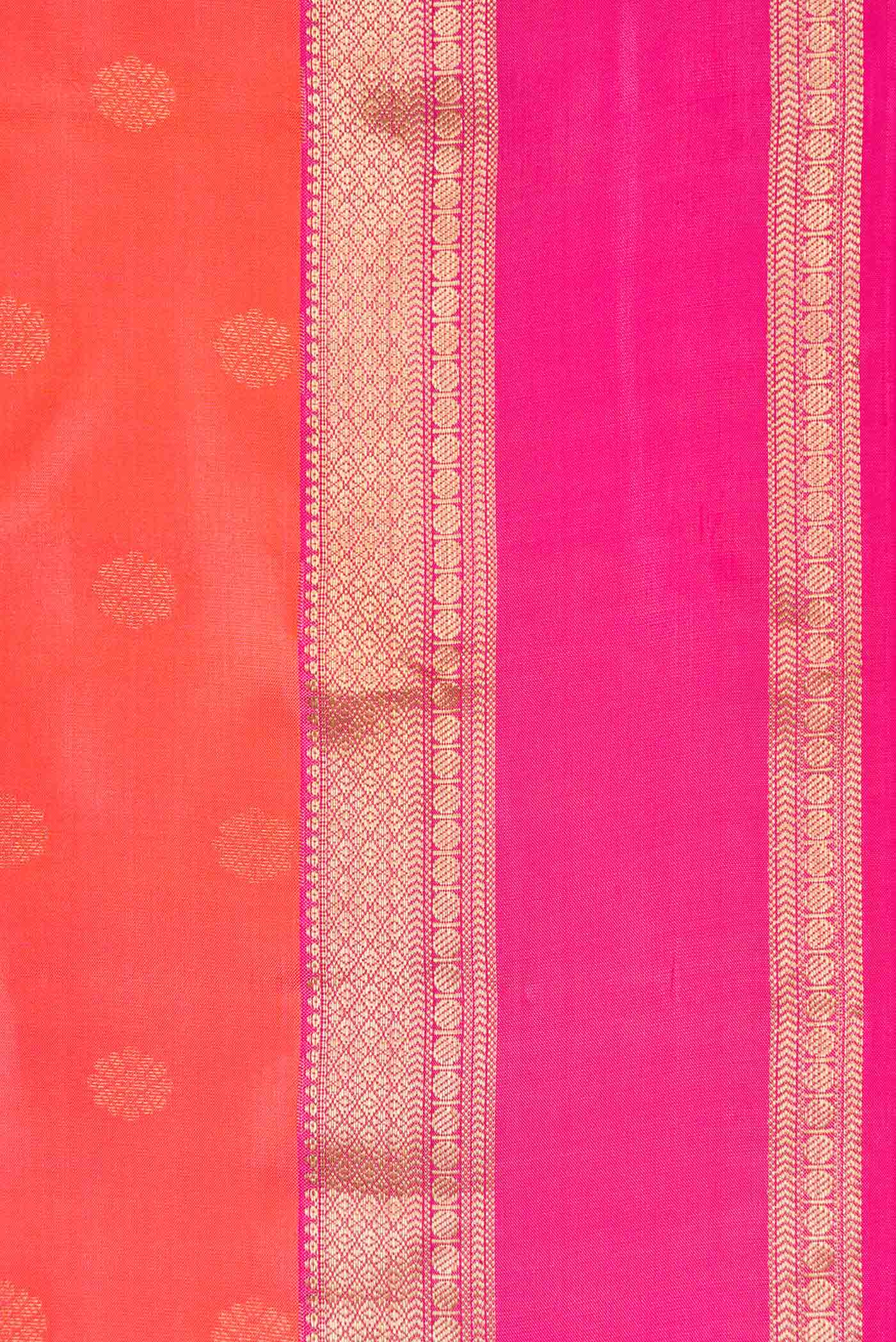 Coral Kanchipuram Silk Saree - Image 3