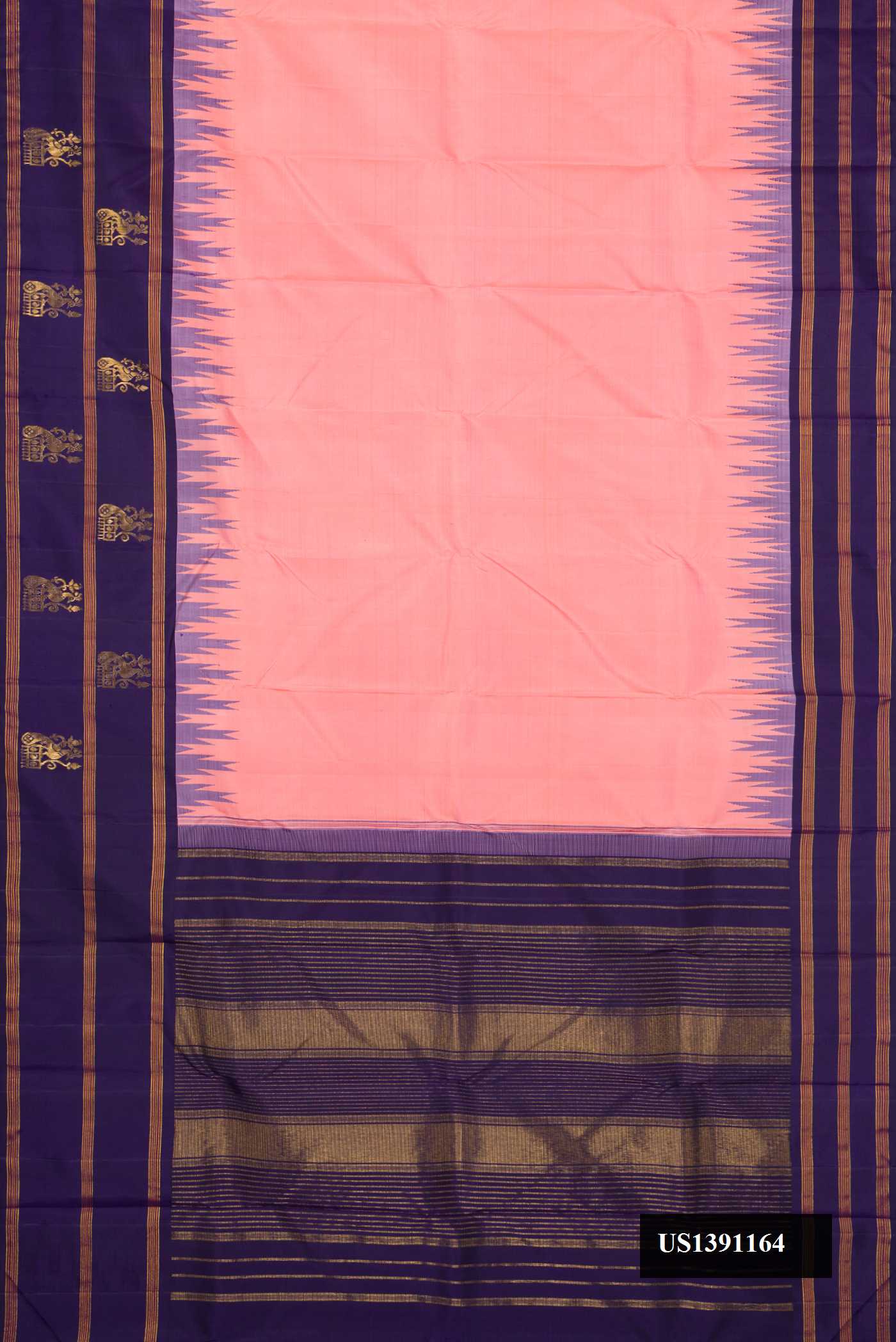 Golden Peach Dual Tone Kanchipuram Silk Saree