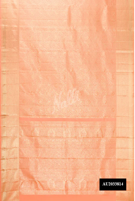 Golden Peach Dual Tone Kanchipuram Silk Saree
