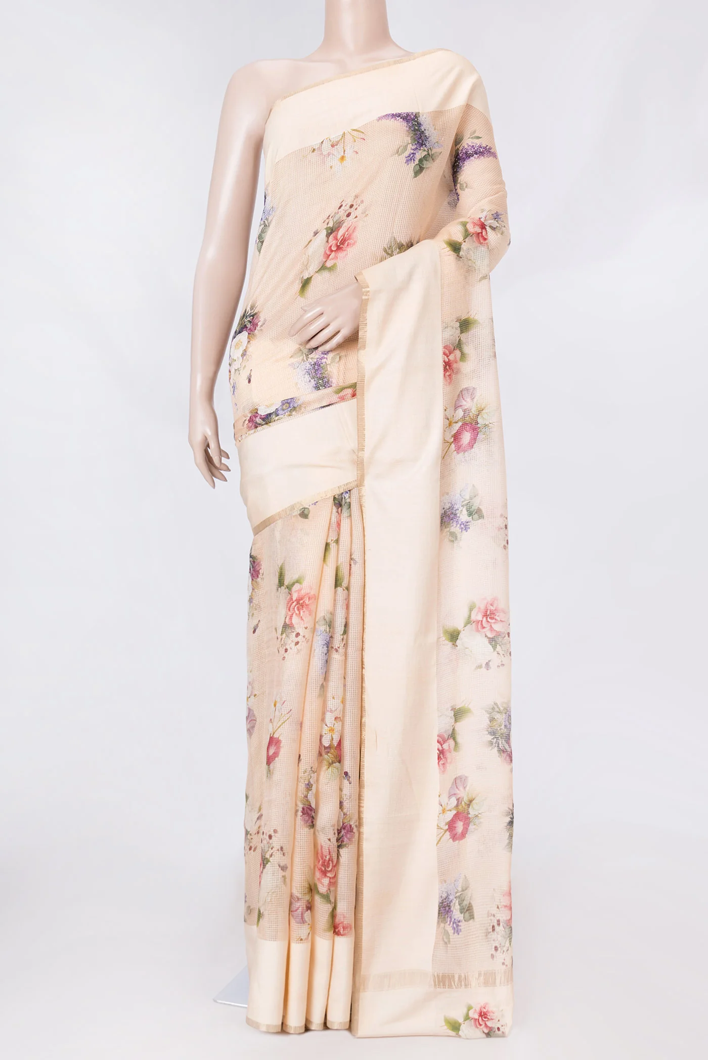Golden Peach Dual Tone Kota Silk Saree
