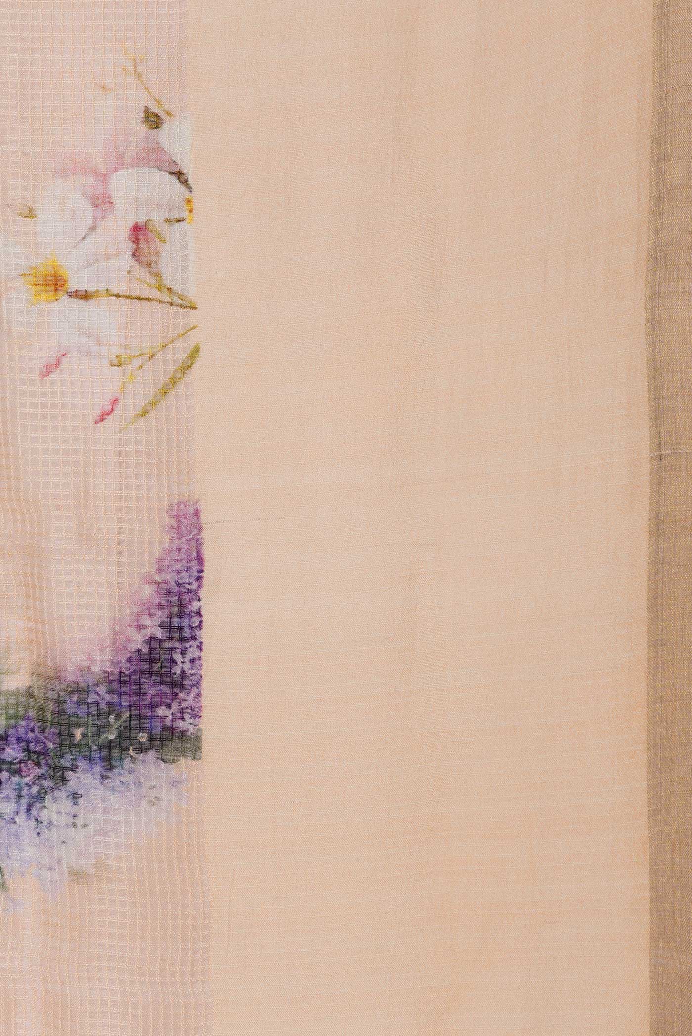 Golden Peach Dual Tone Kota Silk Saree - Image 3