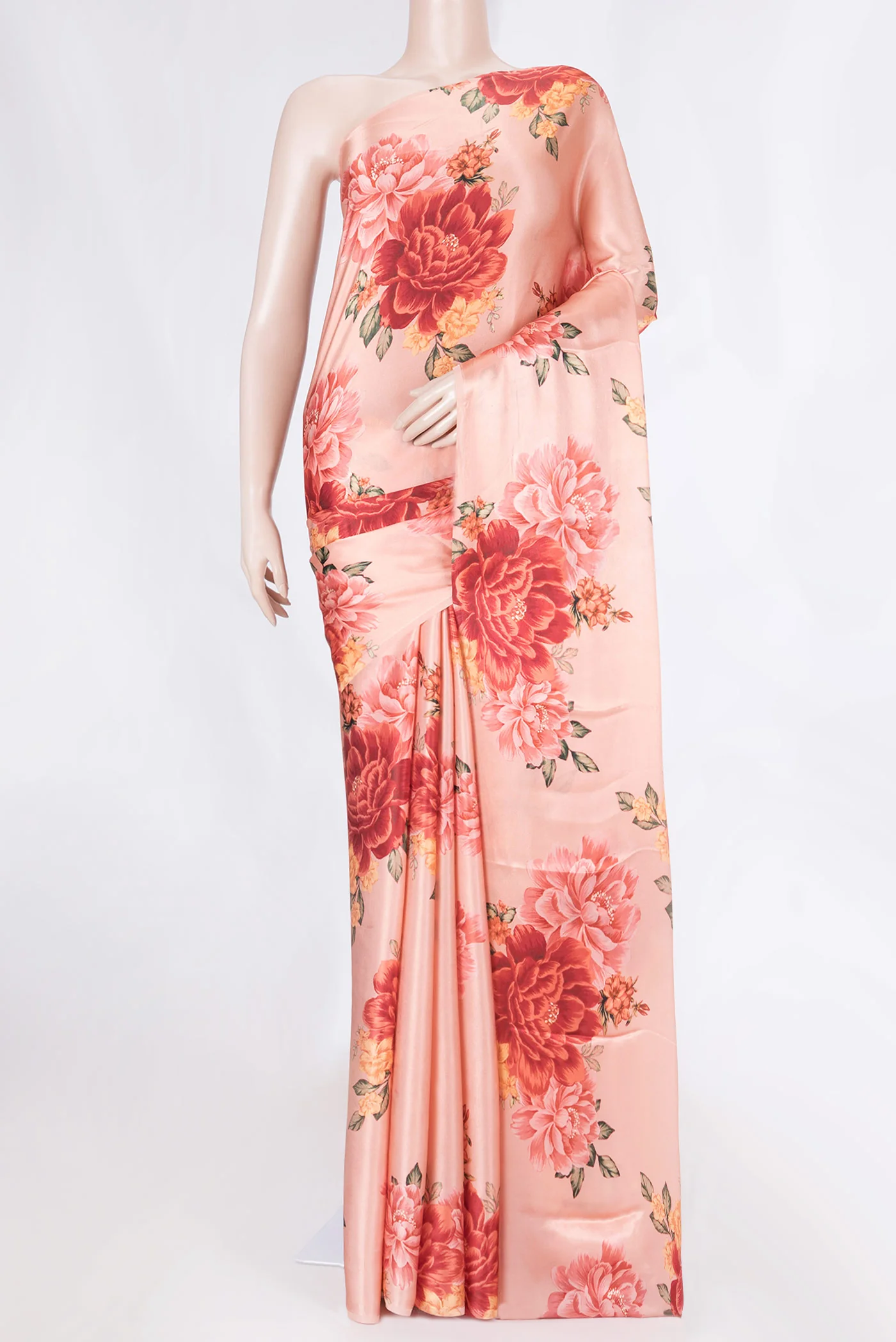 Peach Satin Silk Saree