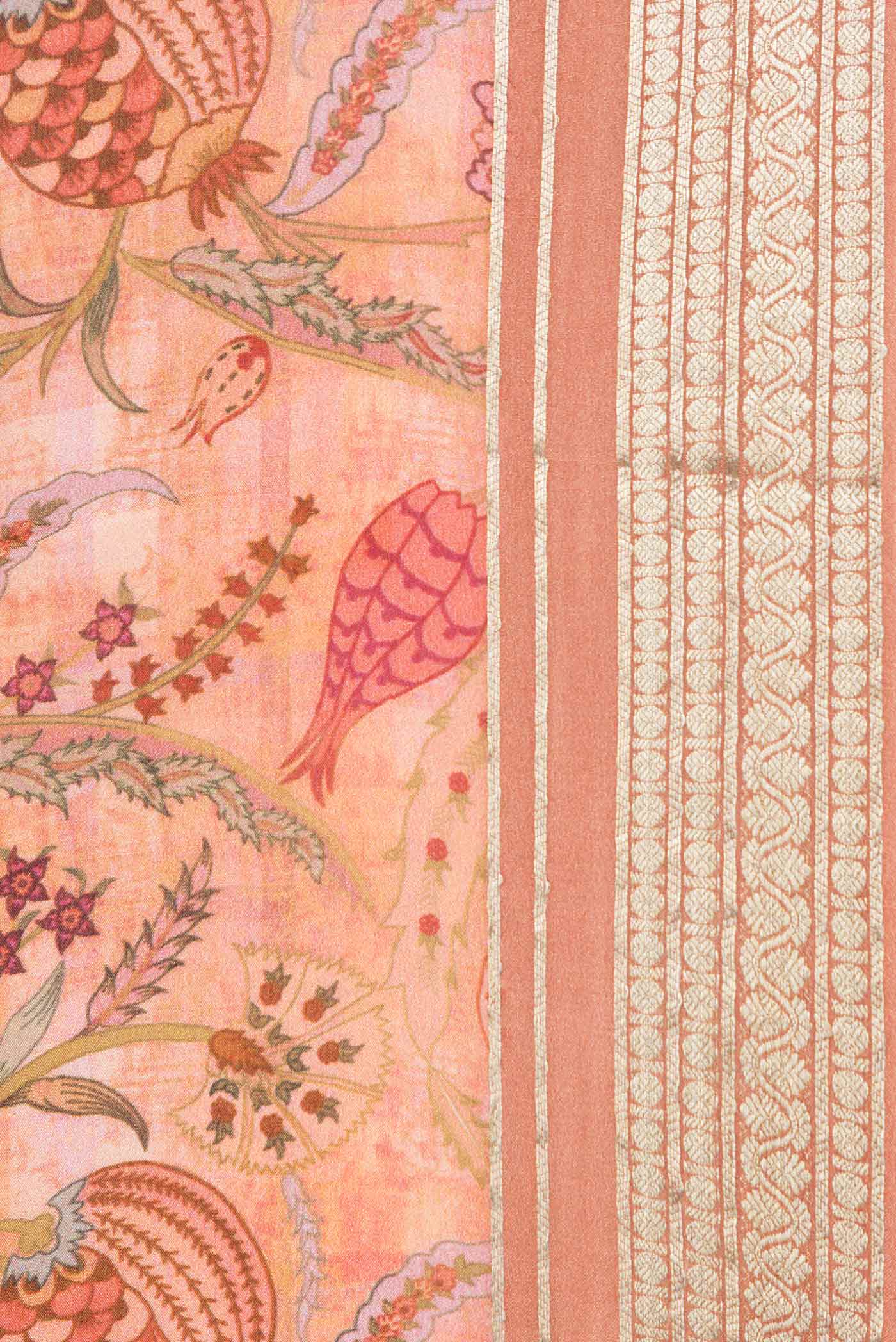 Peach Mysore Crepe Saree - Image 3
