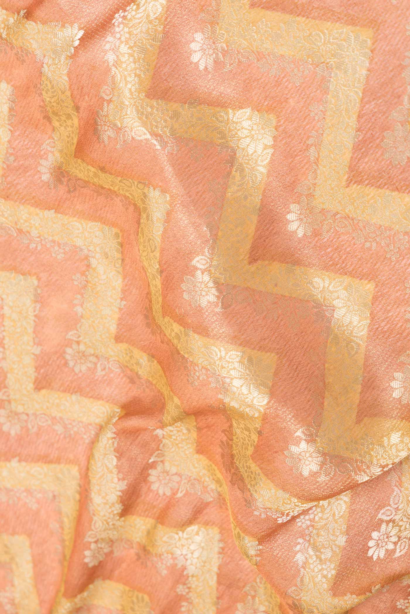 Golden Peach Dual Tone Mysore Georgette Saree - Image 2