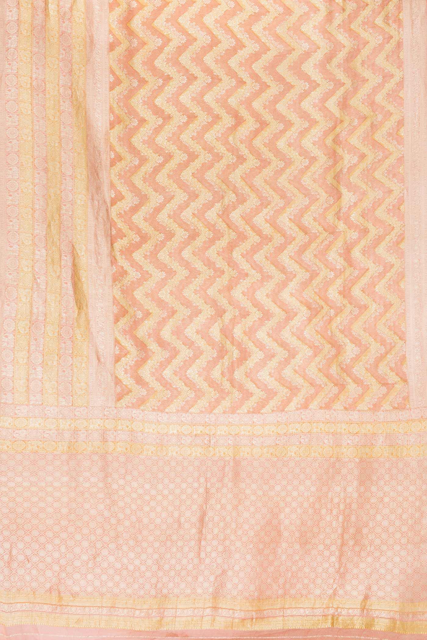 Golden Peach Dual Tone Mysore Georgette Saree - Image 6