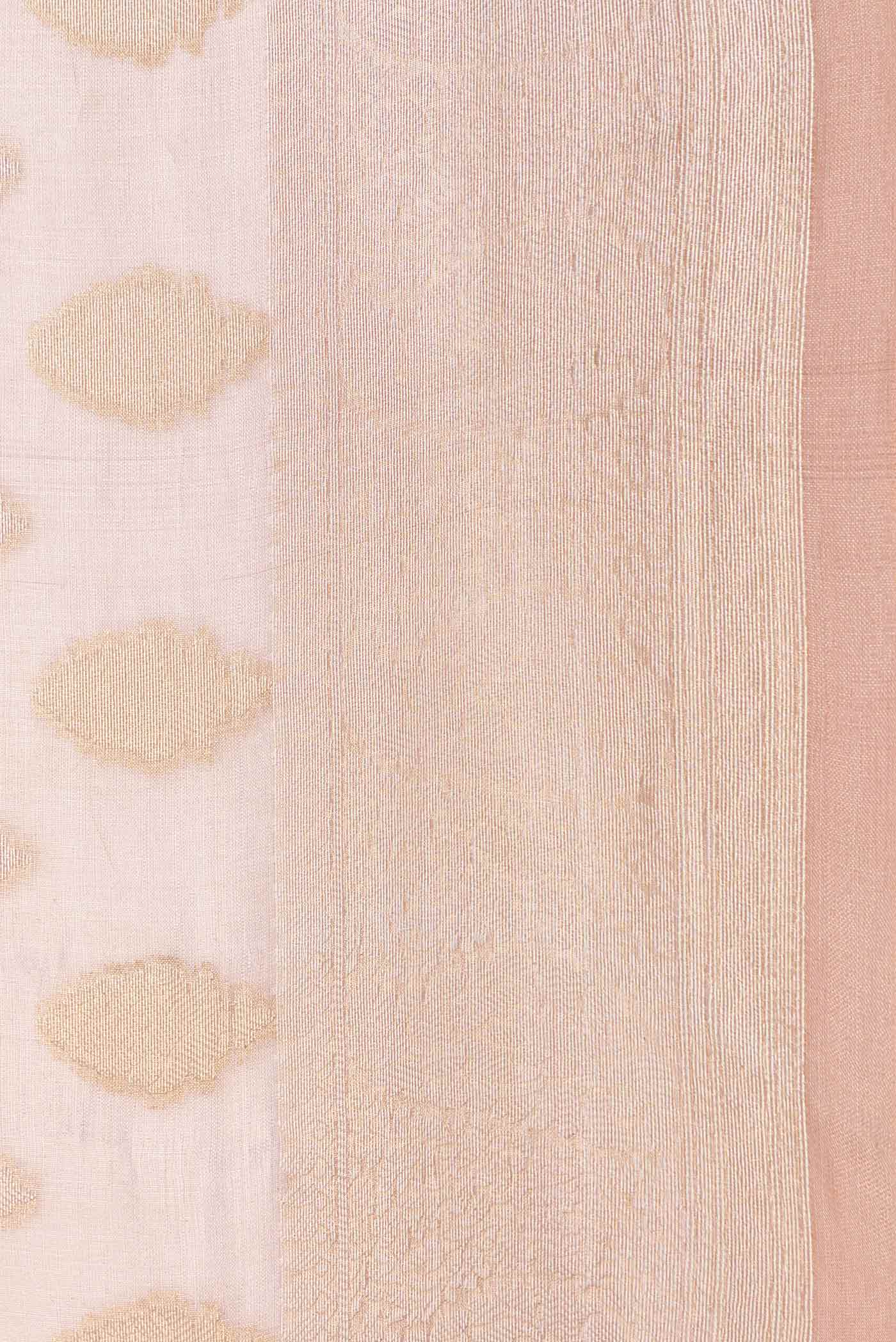 Golden Peach Dual Tone Organza Silk Saree - Image 3