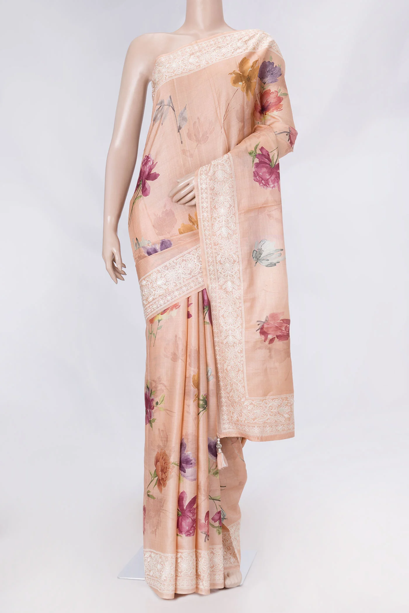 Golden Peach Dual Tone Tussar Saree