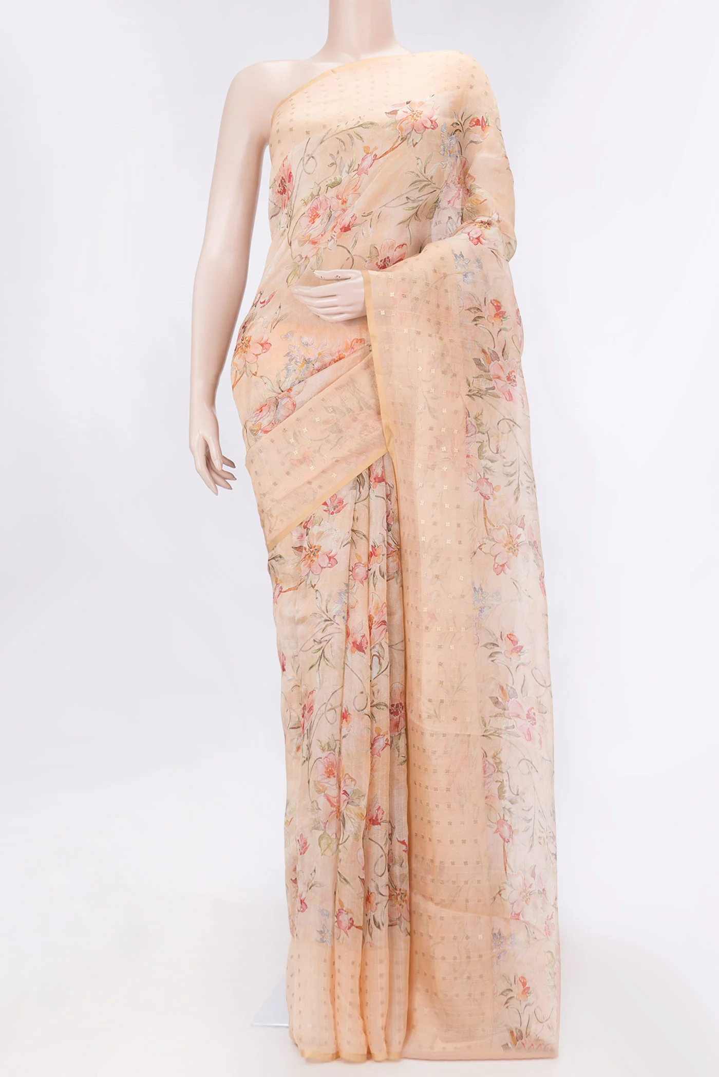 Golden Peach Dual Tone Tussar Silk Saree