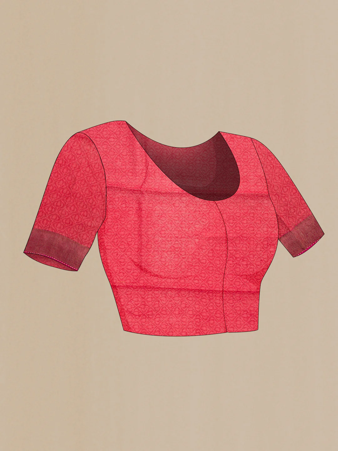 Coral Tussar Silk Saree - Image 4