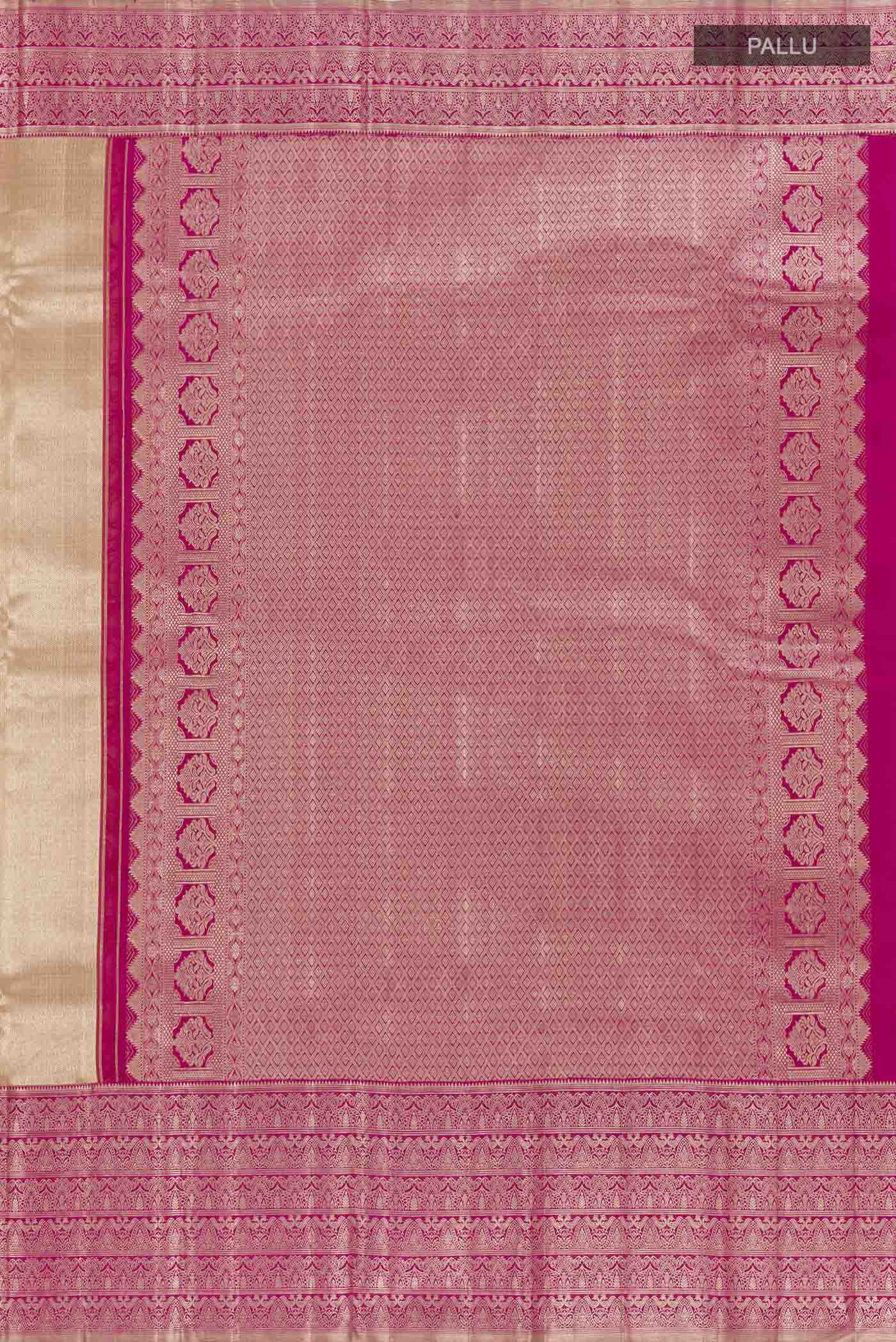 Golden Peach Dual Tone Kanchipuram Tissue Silk Saree - Image 6