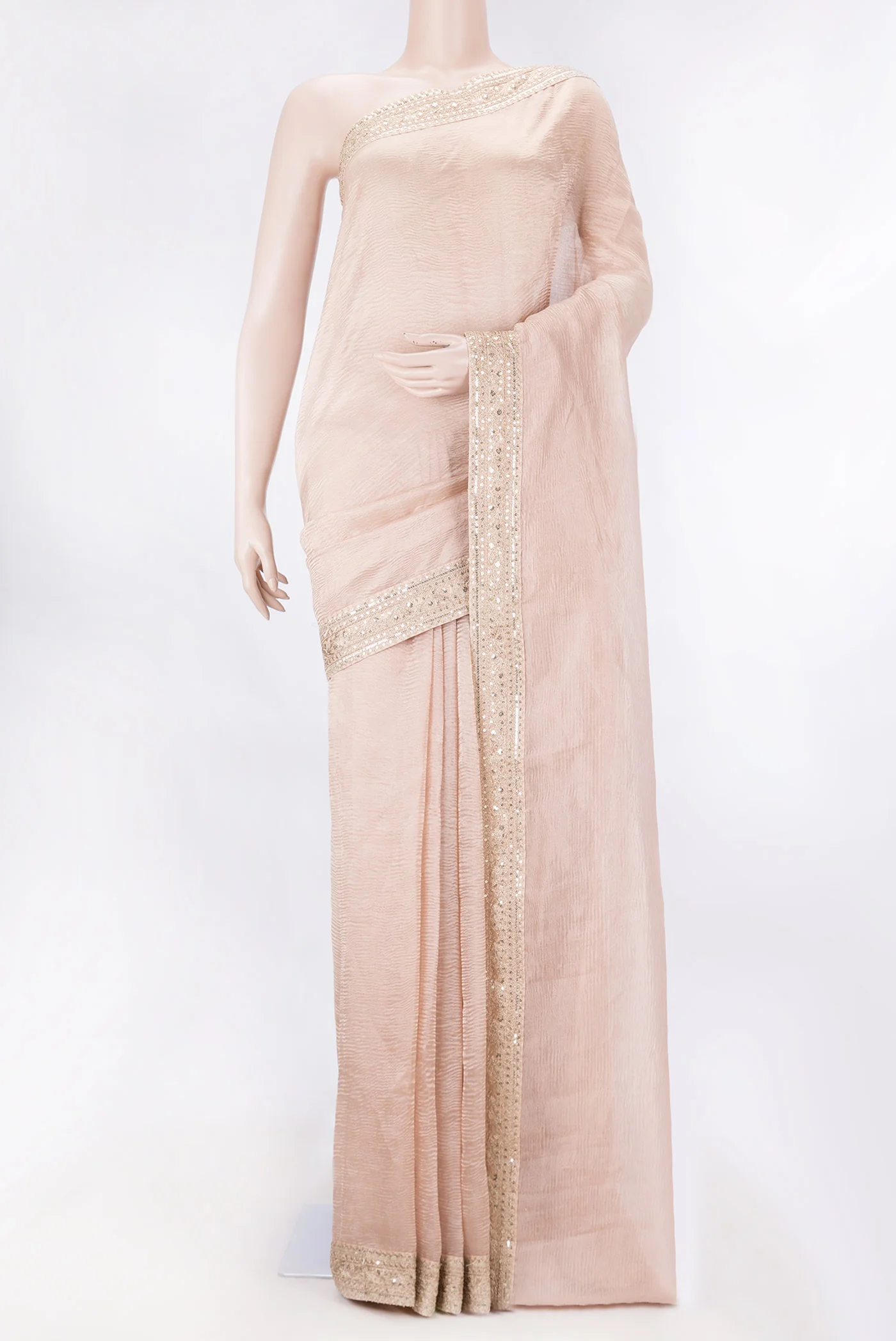 Golden Peach Tissue Silk Saree