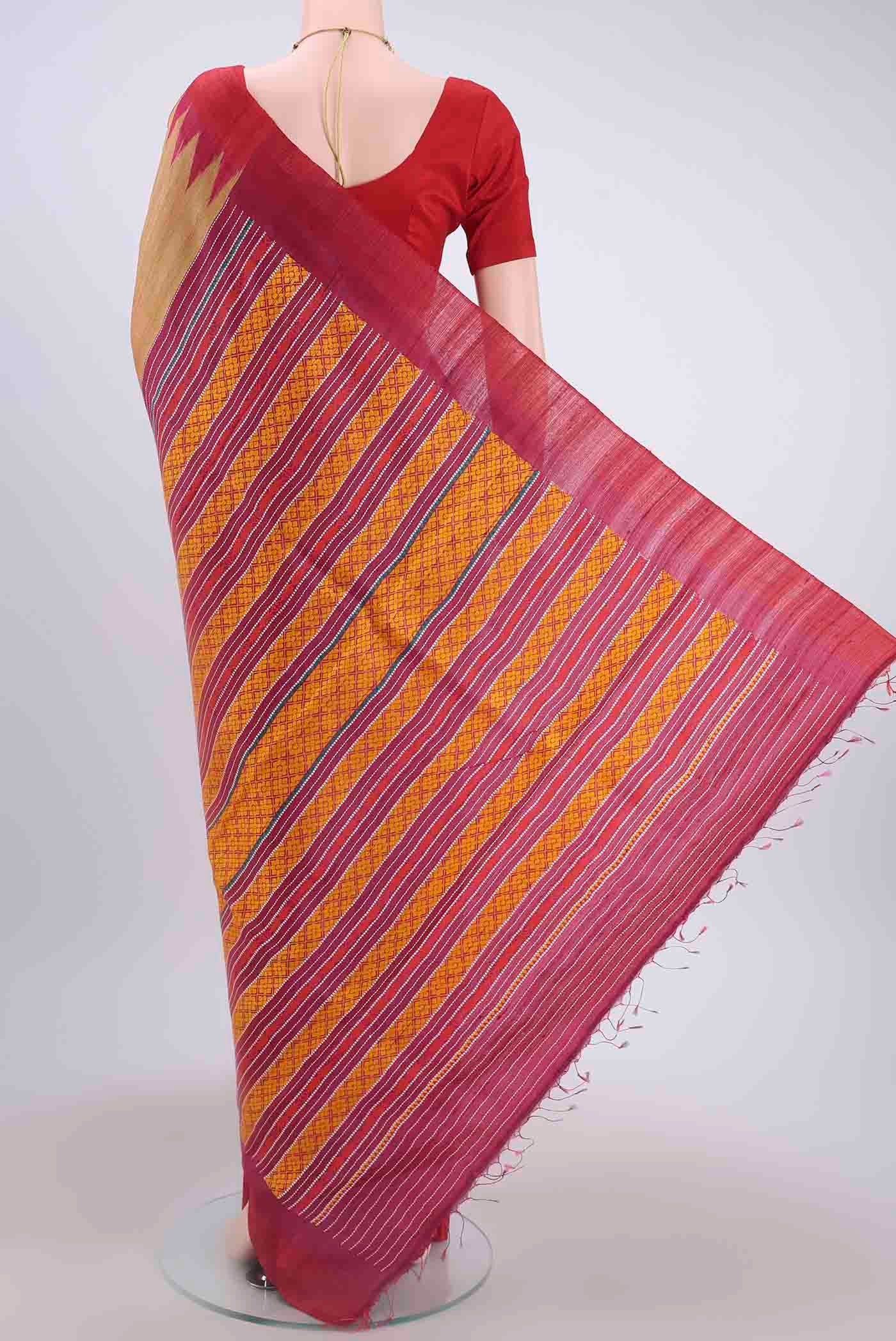 Golden Tussar Silk Saree - Image 3
