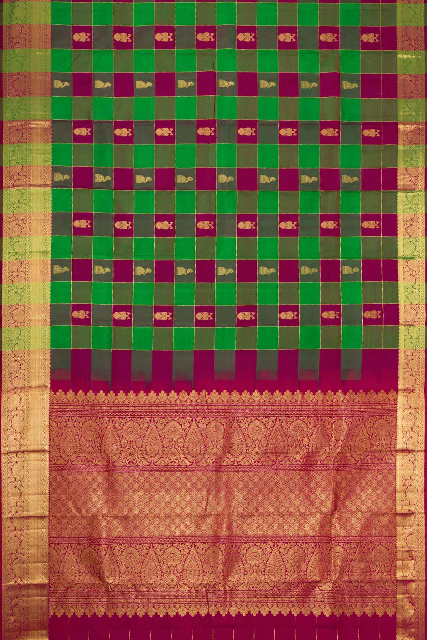 Green and Purple Color Kanchipuram Silk Saree - Image 6