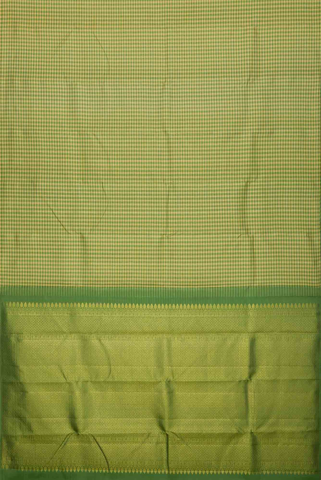 Green and Sandal Dual Tone Kanchipuram Silk Saree - Image 4