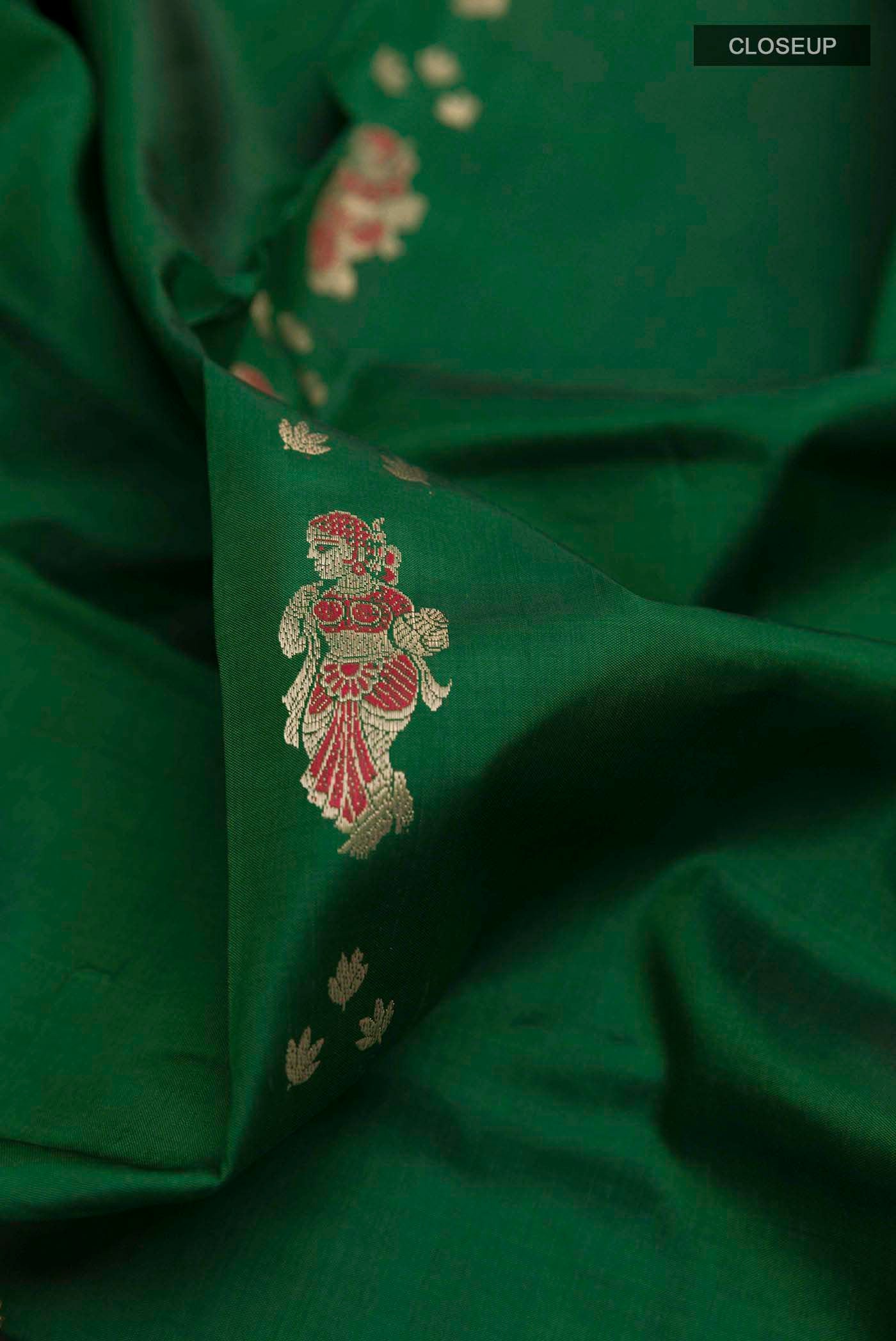 Green Baluchari Silk Saree - Image 2