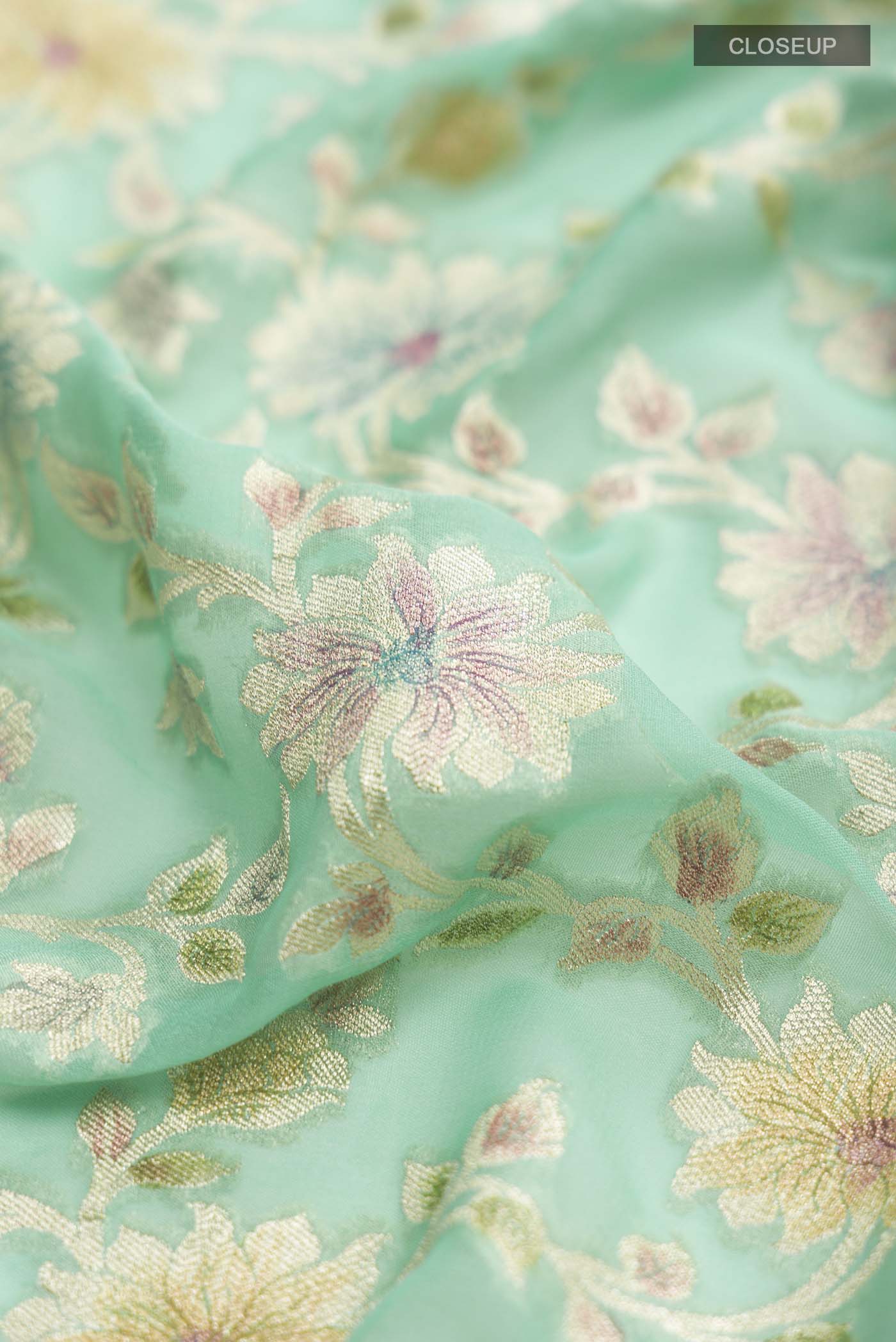Green Banarasi Georgette Saree - Image 2