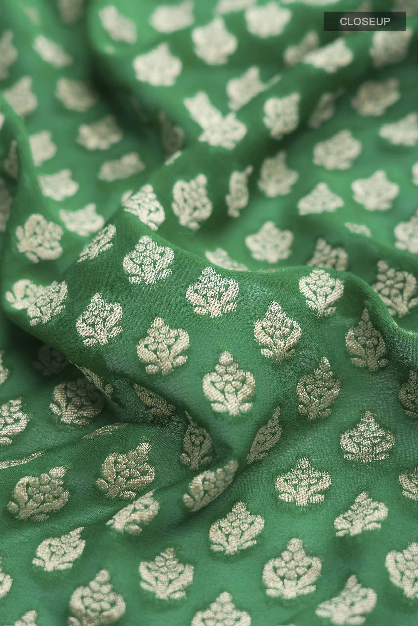 Green Banarasi Georgette Saree - Image 2