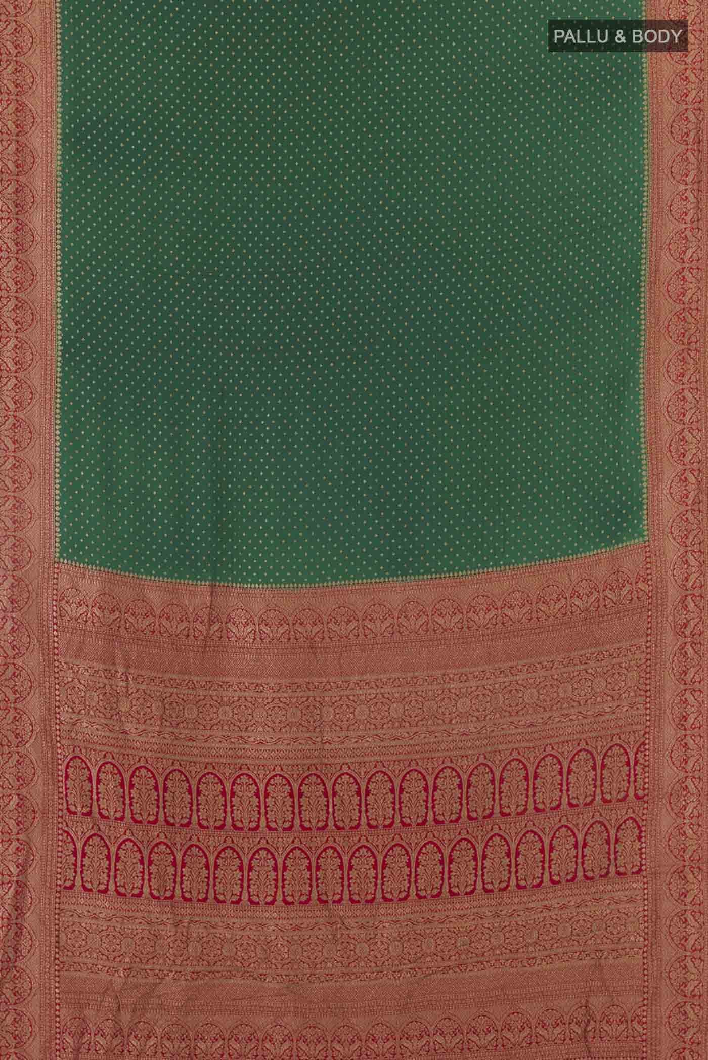 Green Banarasi Georgette Saree - Image 5