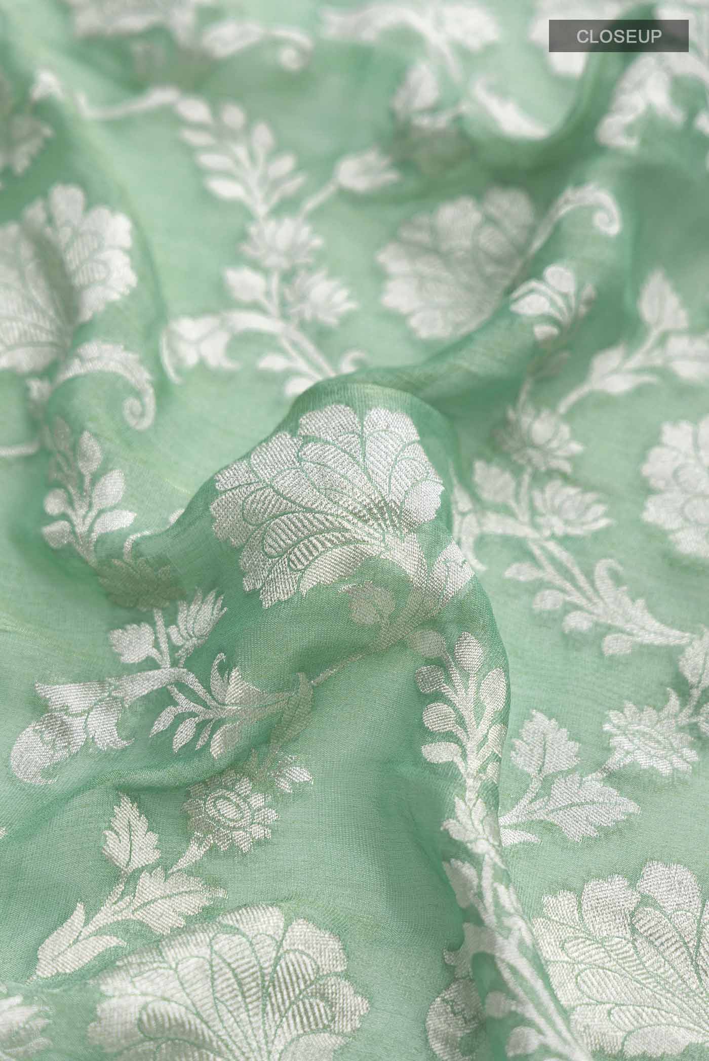 Green Banarasi Georgette Saree - Image 2