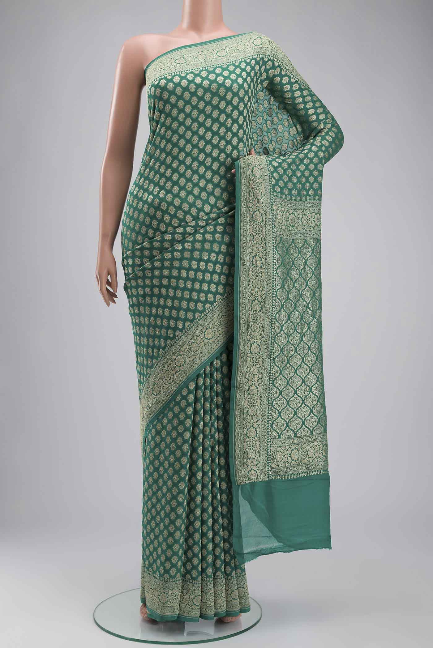 Green Banarasi Georgette Saree