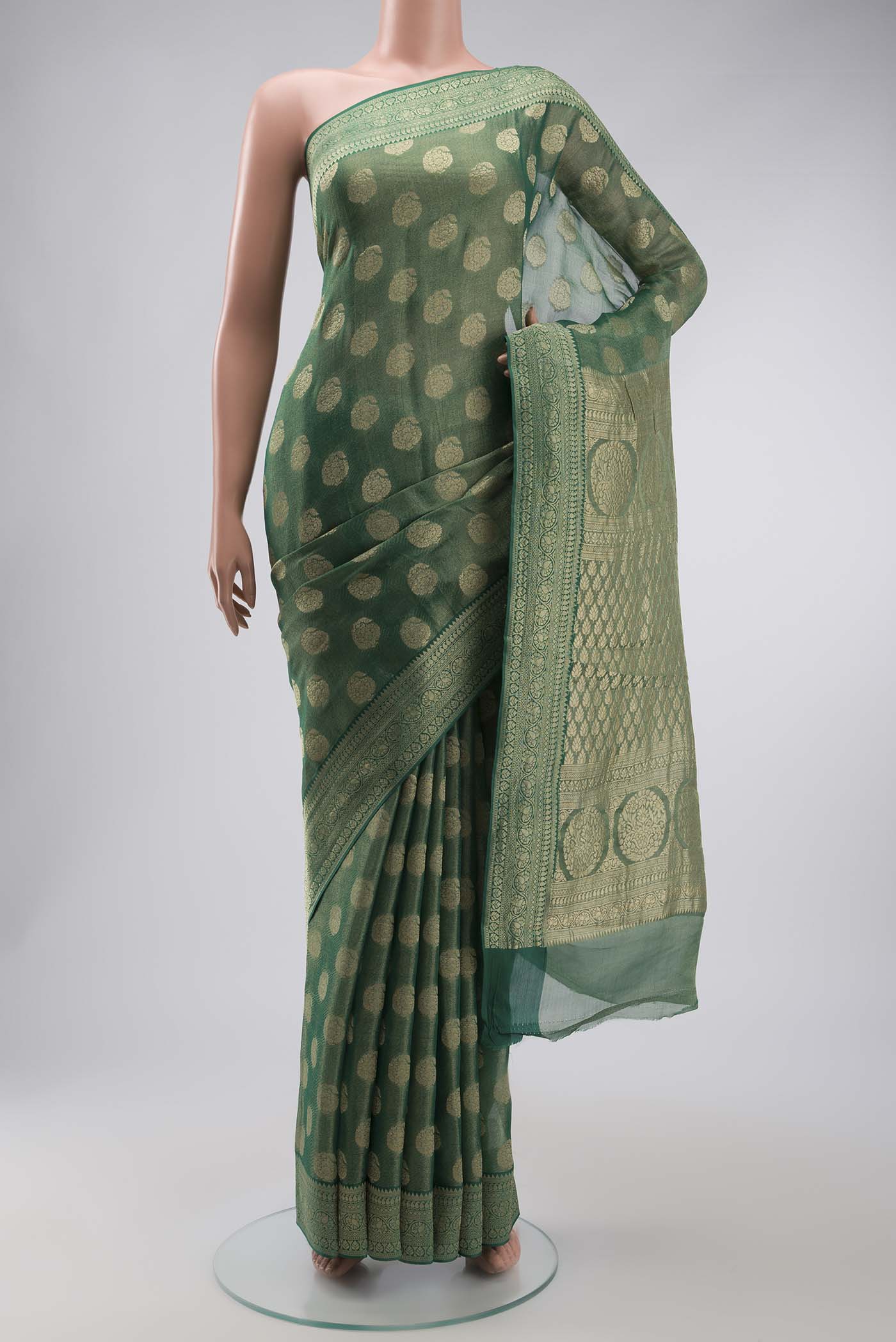 Green Banarasi Georgette Saree
