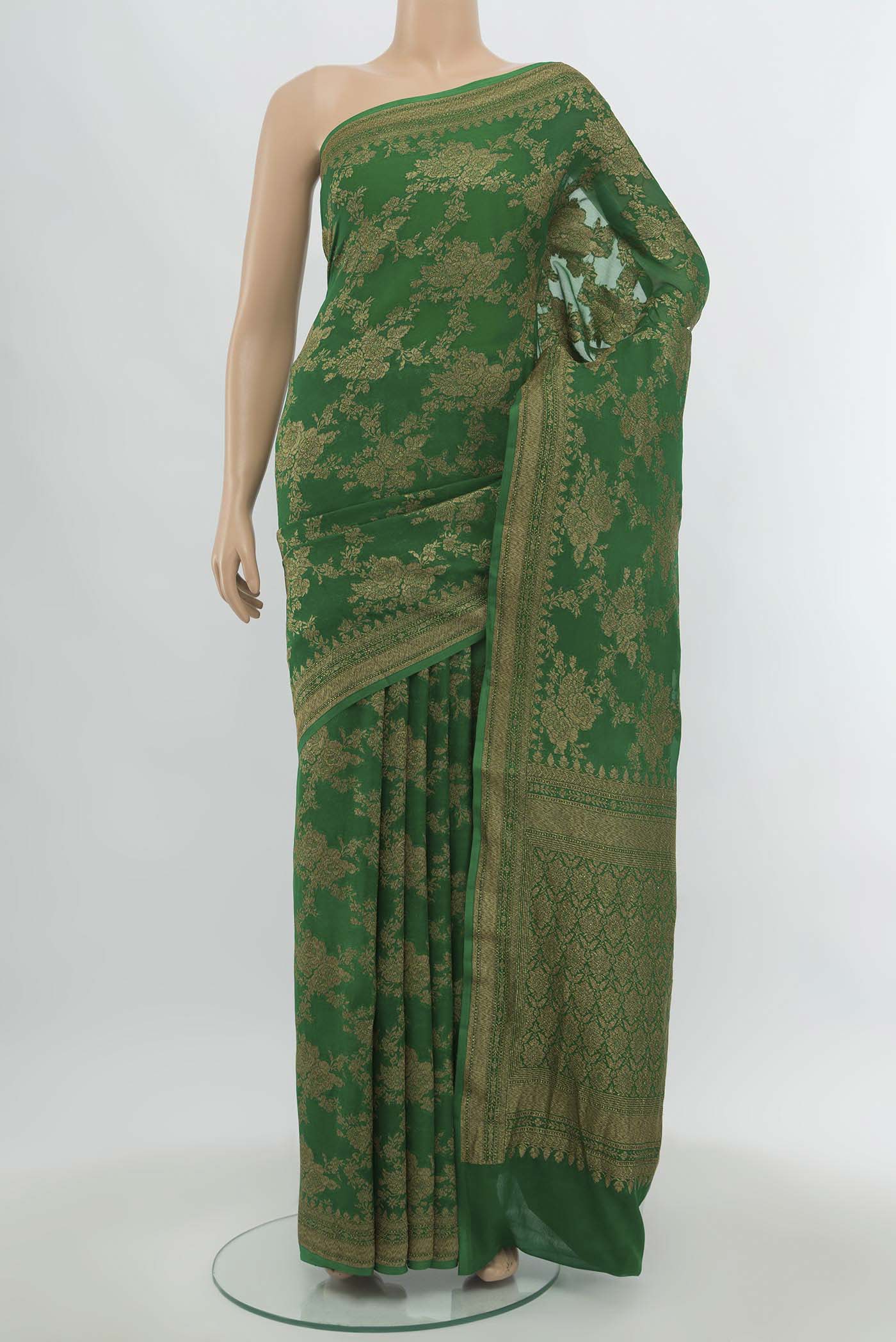 Green Banarasi Georgette Saree