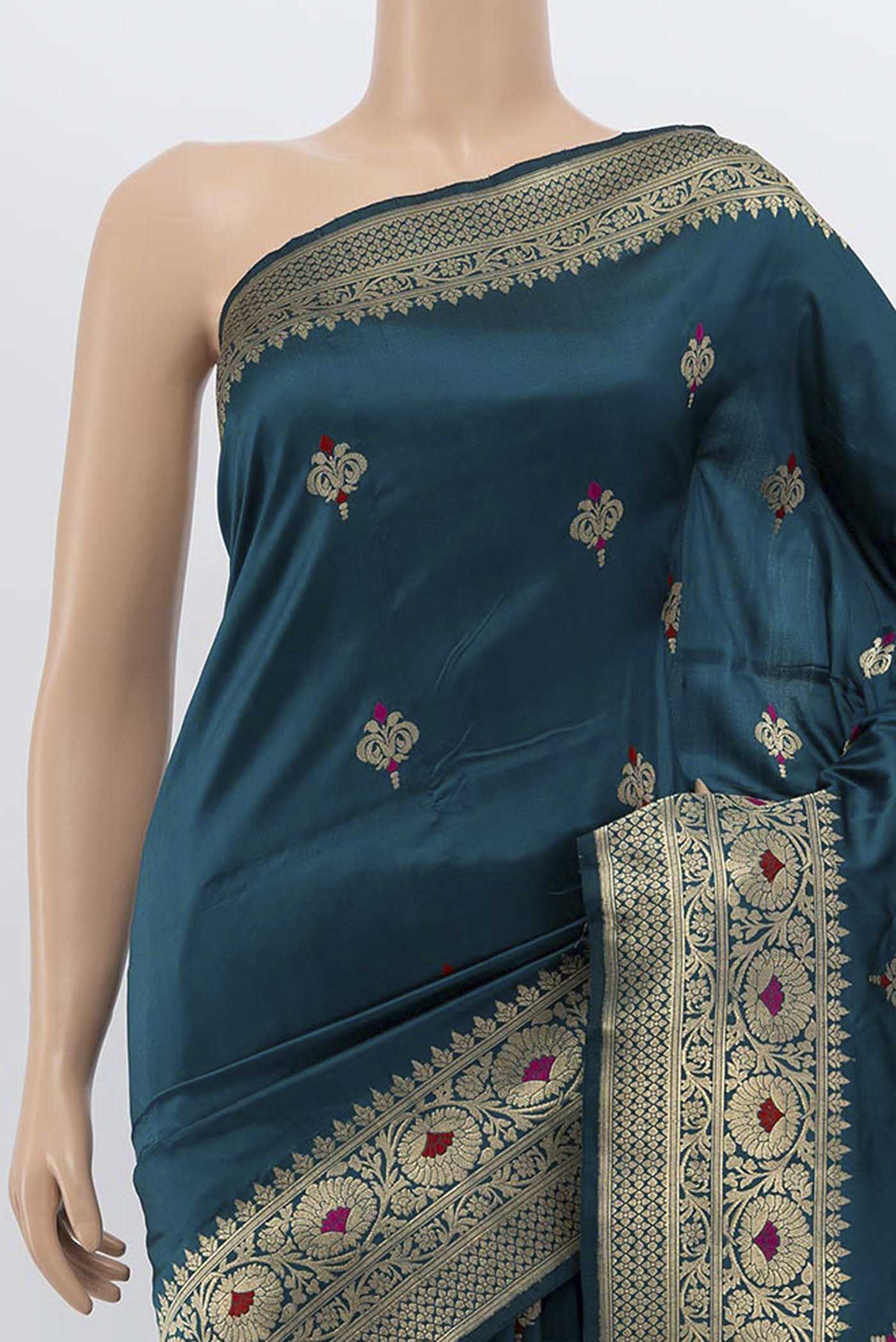 Green Banarasi Katan Silk Saree - Image 2