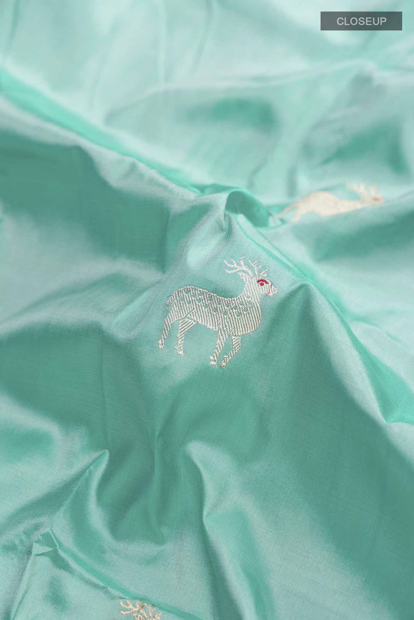 Green Banarasi Katan Silk Saree - Image 2