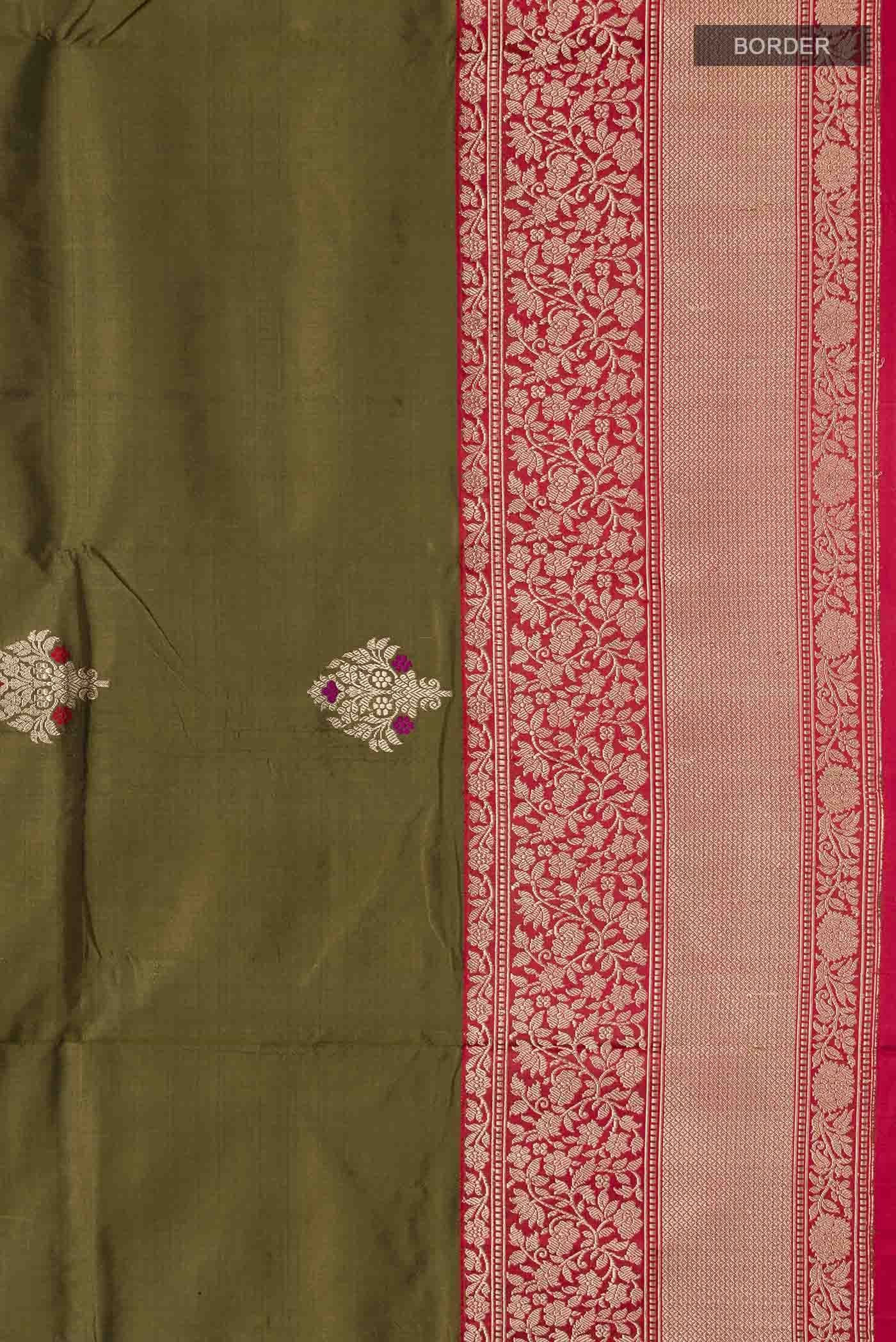 Green Banarasi Katan Silk Saree - Image 3