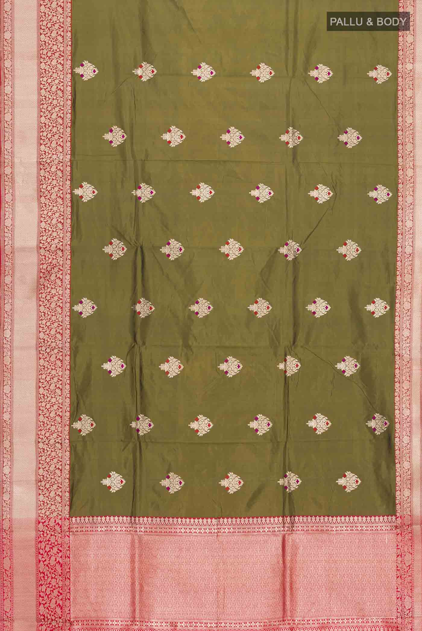 Green Banarasi Katan Silk Saree - Image 6