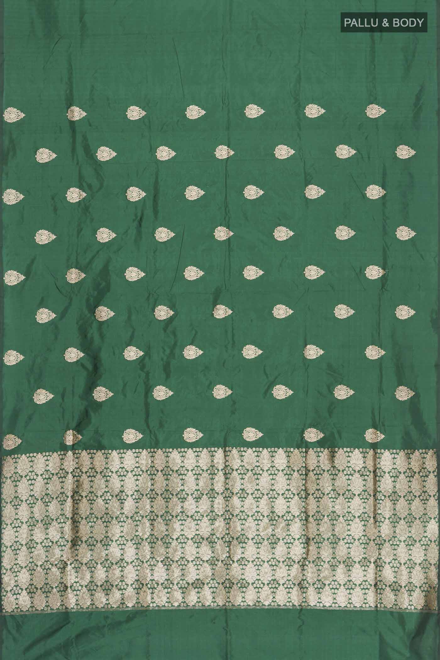Green Banarasi Katan Silk Saree - Image 5