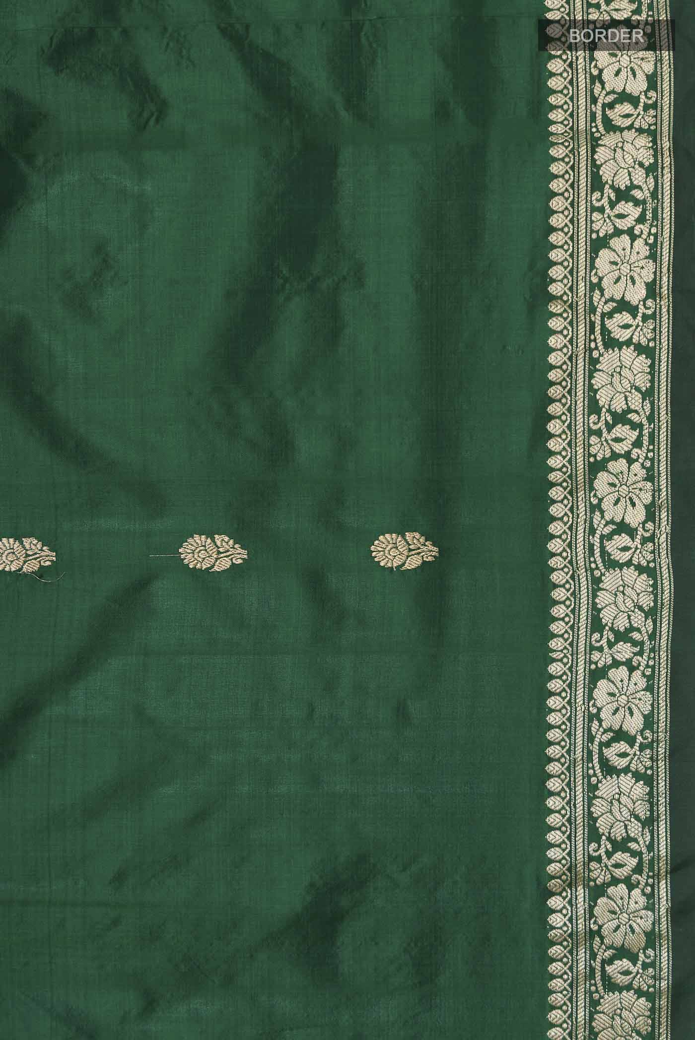 Green Banarasi Katan Silk Saree - Image 3