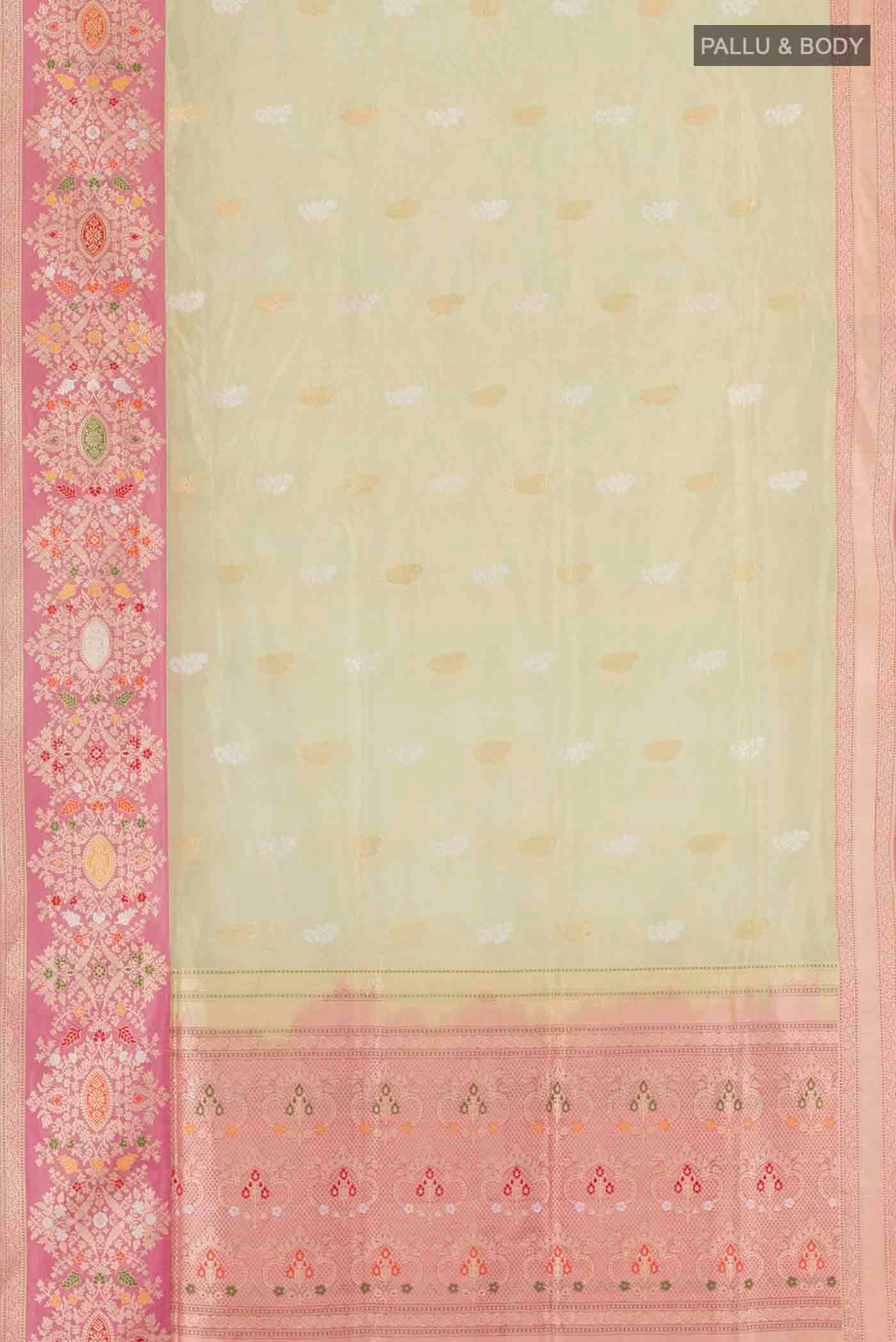 Green Banarasi Kora Silk Saree - Image 6
