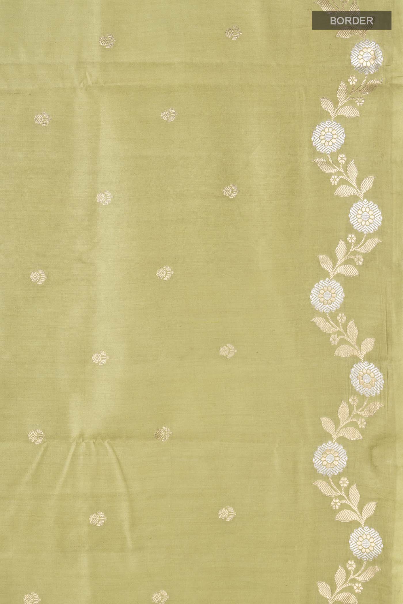 Green Banarasi Raw Silk Saree - Image 3