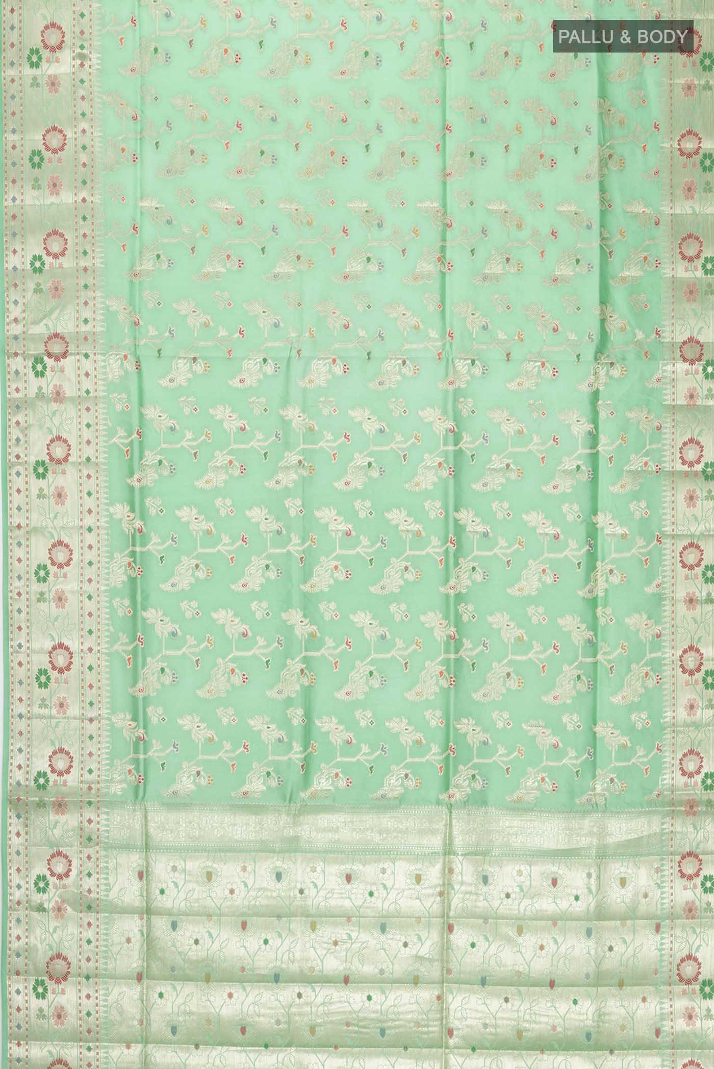 Green Banarasi Raw Silk Saree - Image 5