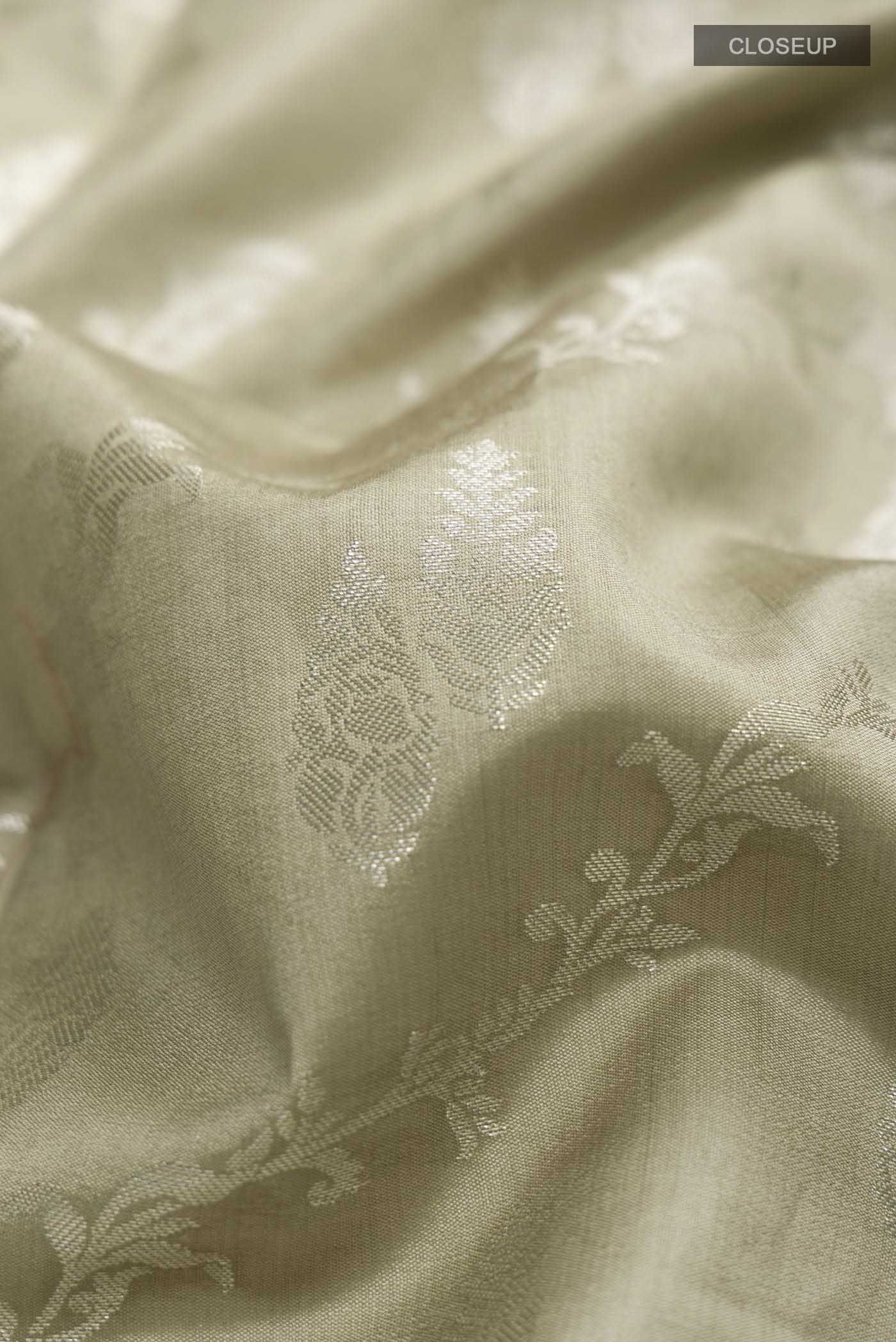 Green Banarasi Raw Silk Saree - Image 2
