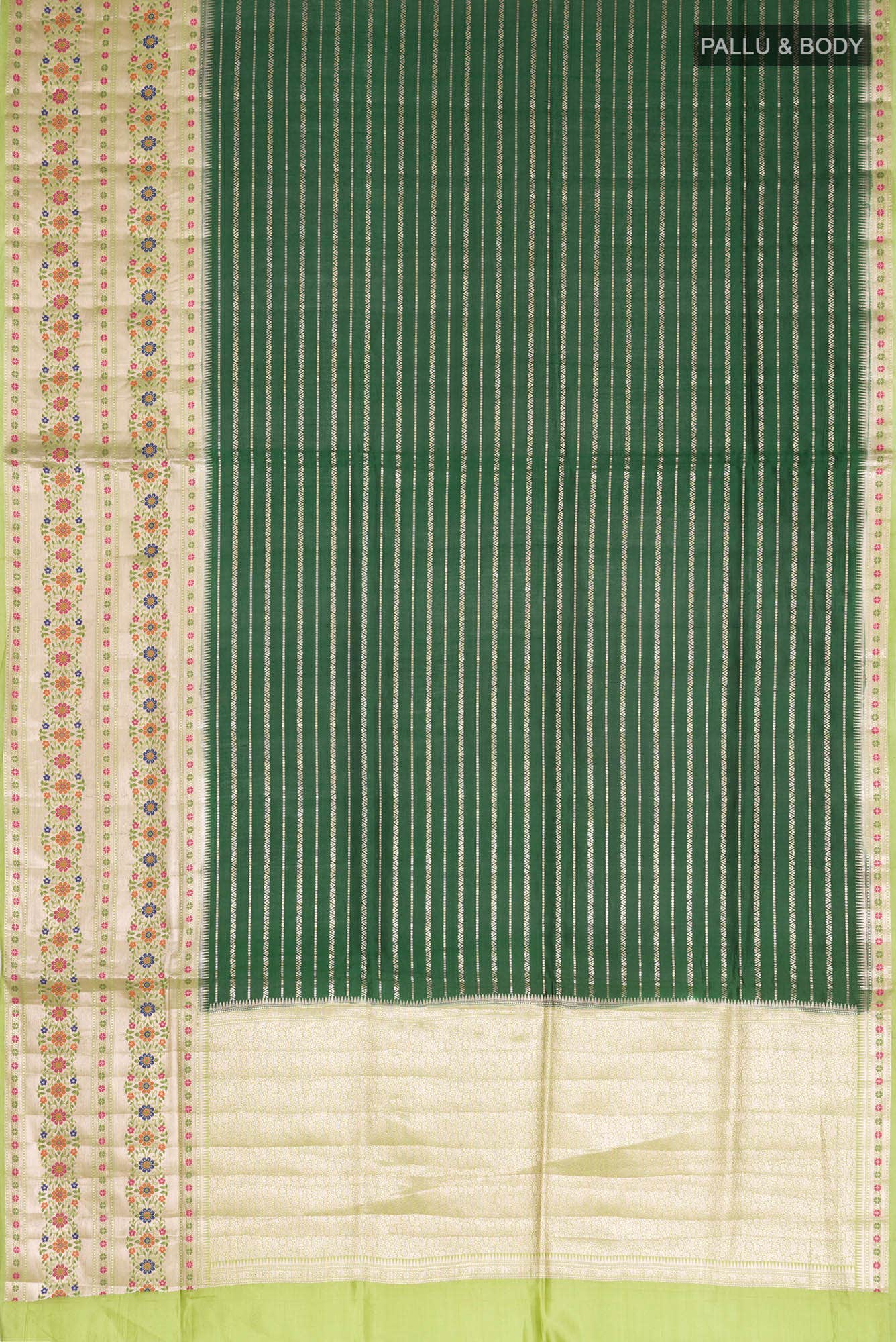 Green Banarasi Raw Silk Saree - Image 3