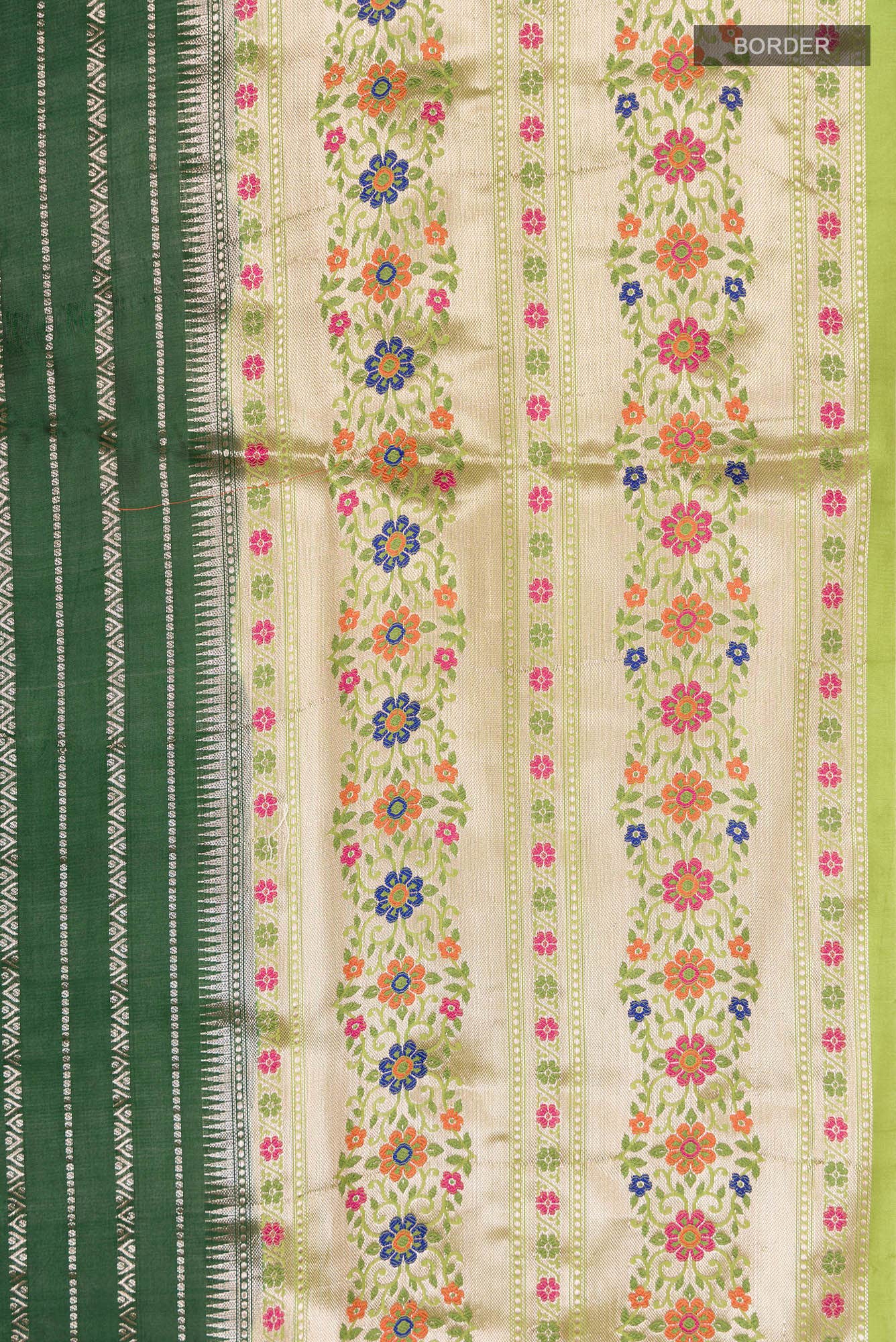 Green Banarasi Raw Silk Saree - Image 4