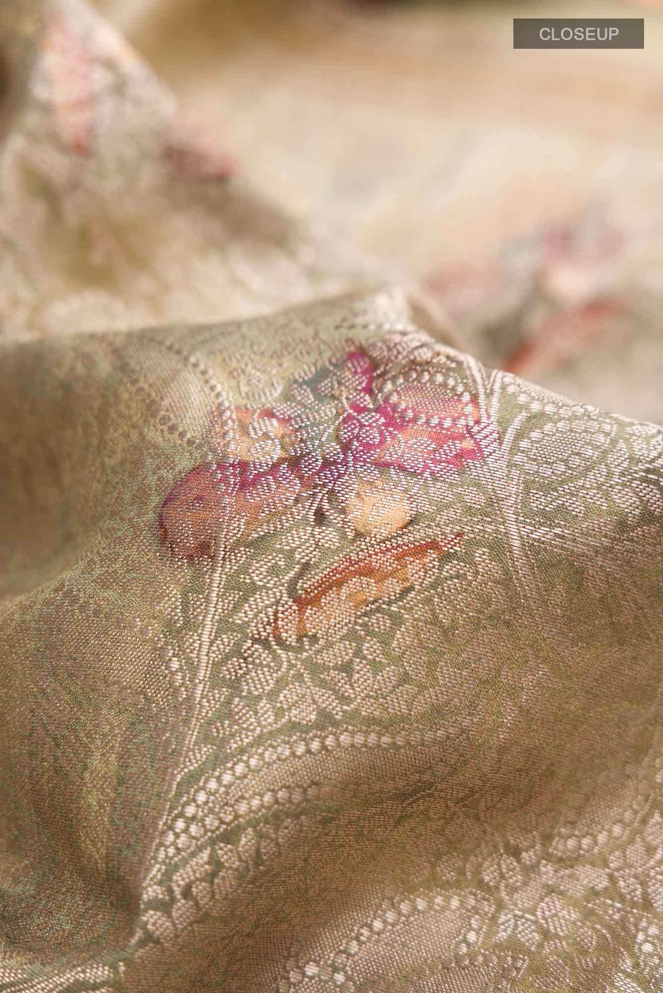 Green Banarasi Raw Silk Saree - Image 3