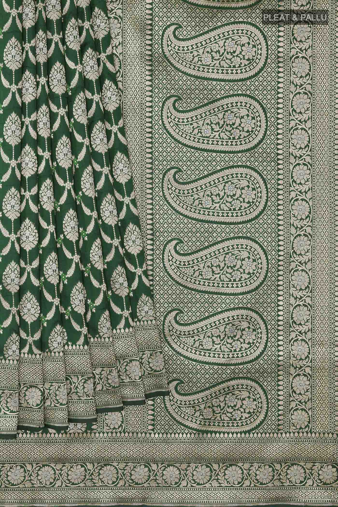 Green Banarasi Silk Saree - Image 4