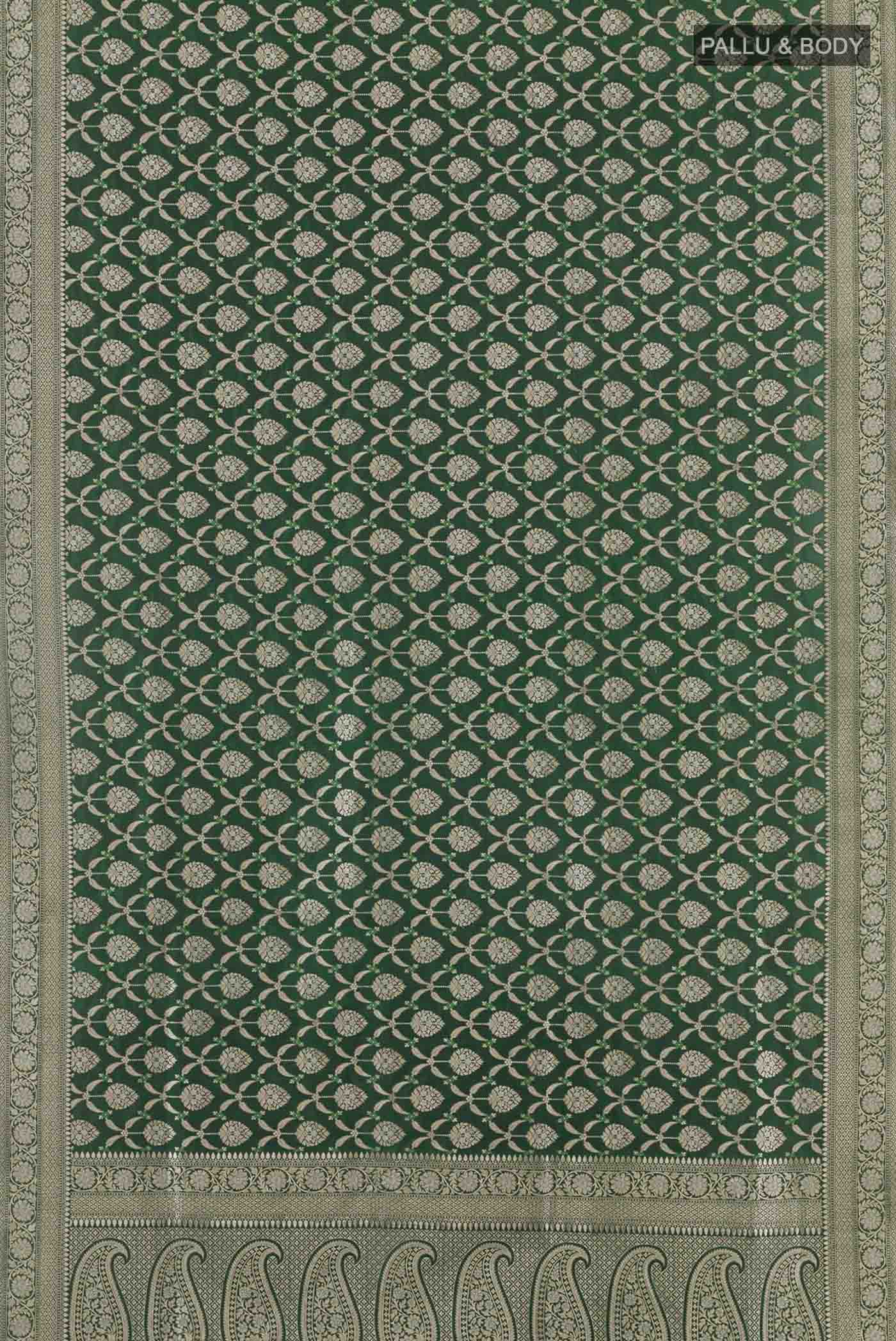Green Banarasi Silk Saree - Image 6