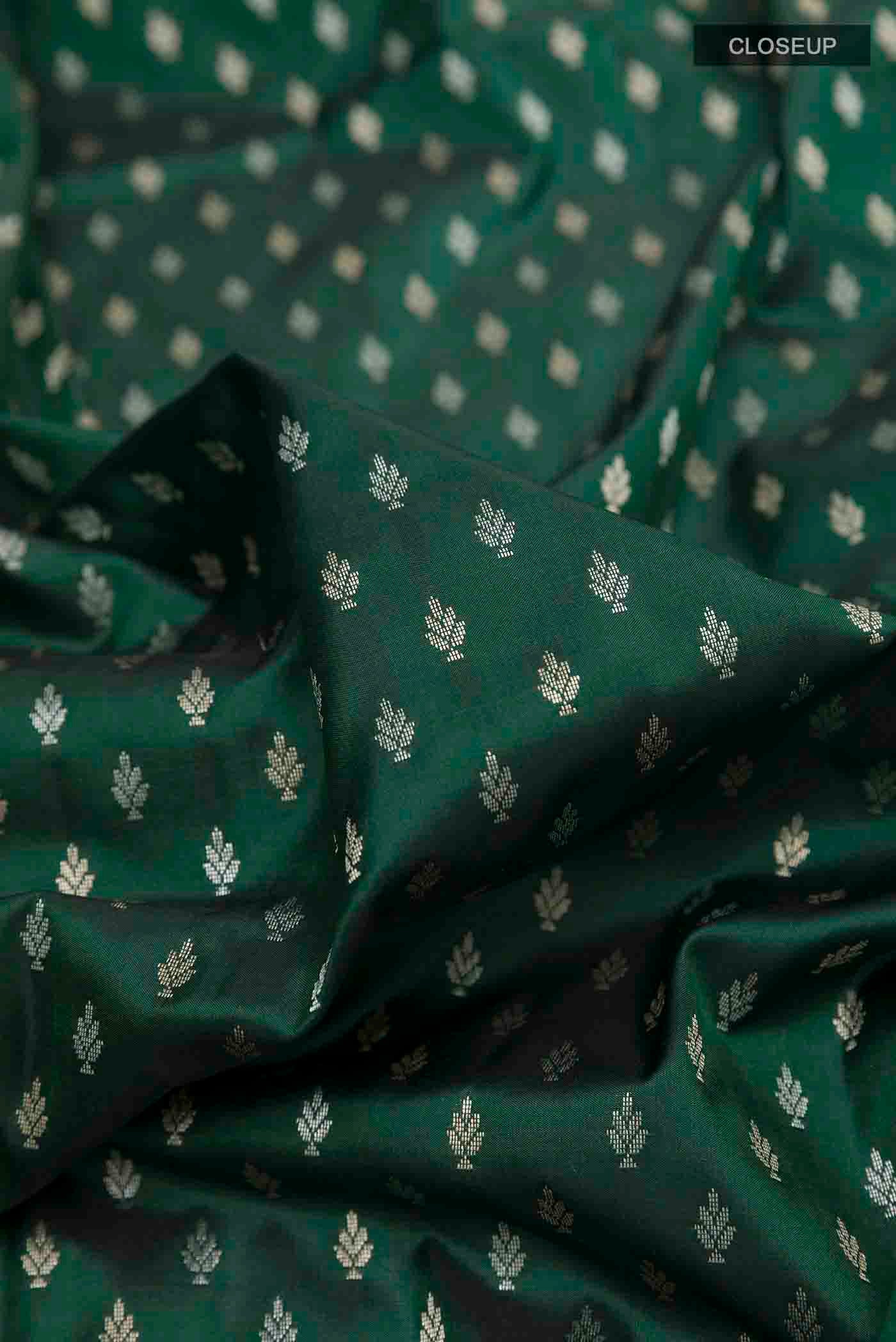Green Banarasi Silk Saree - Image 2