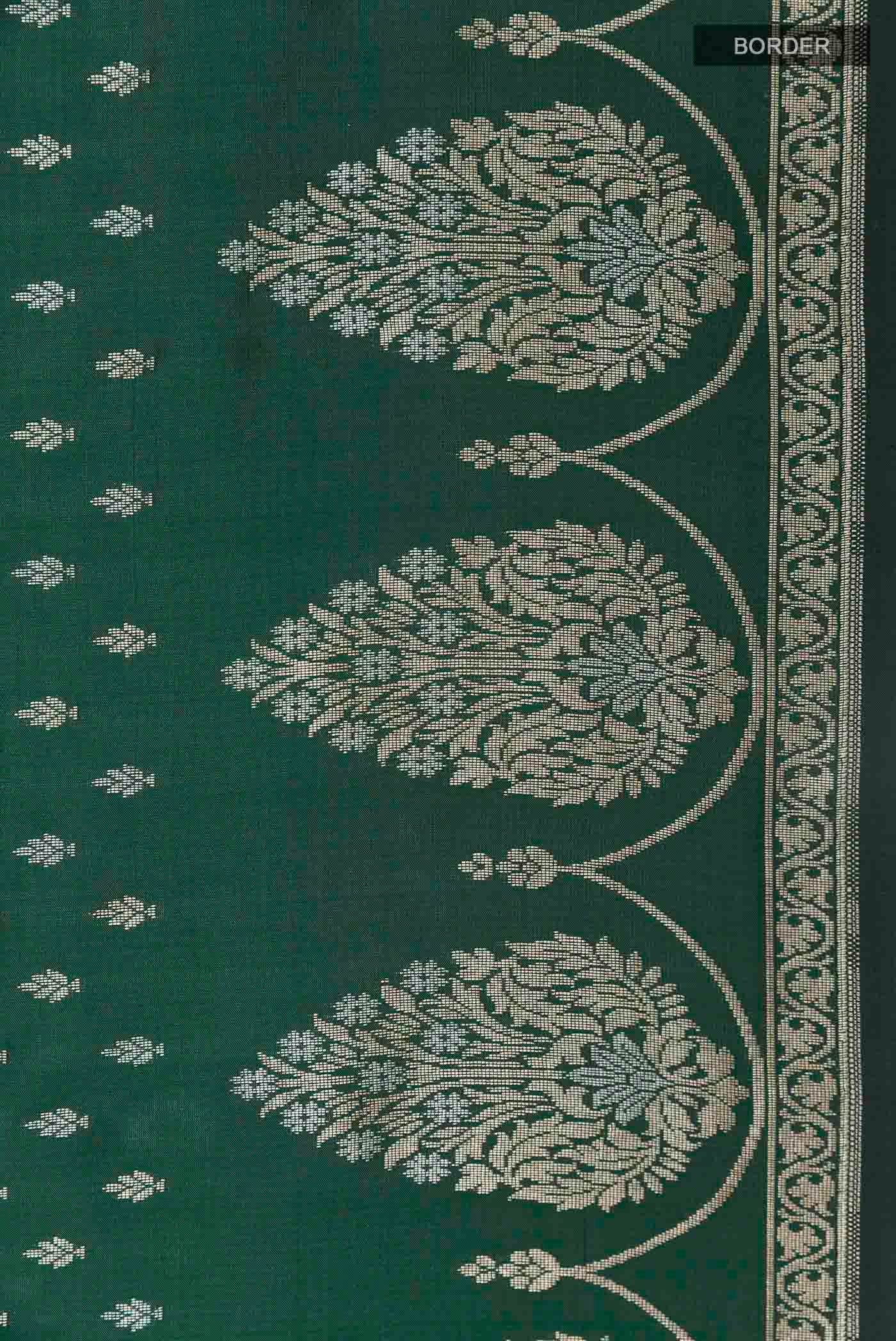 Green Banarasi Silk Saree - Image 3