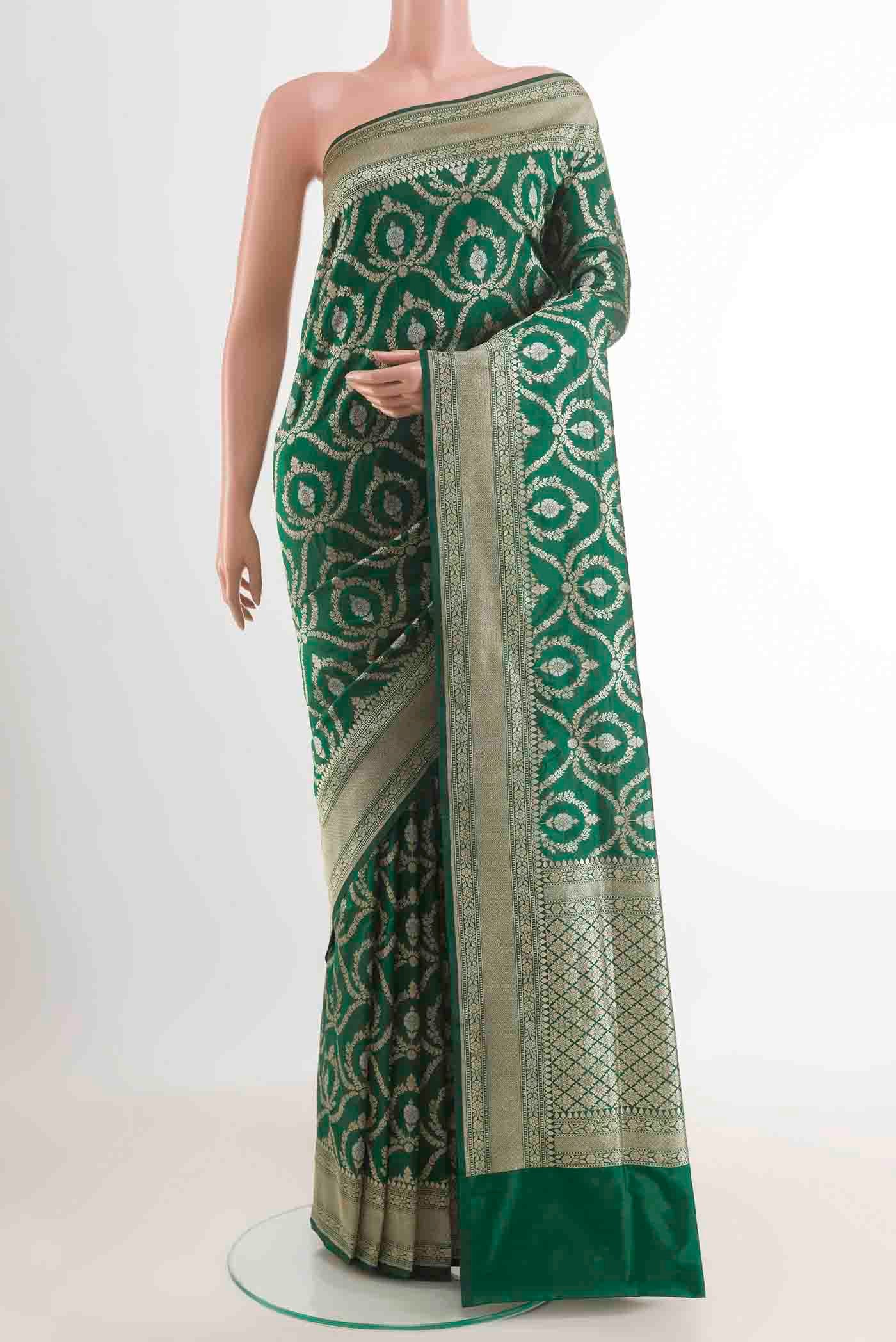 Green Banarasi Silk Saree - Image 2