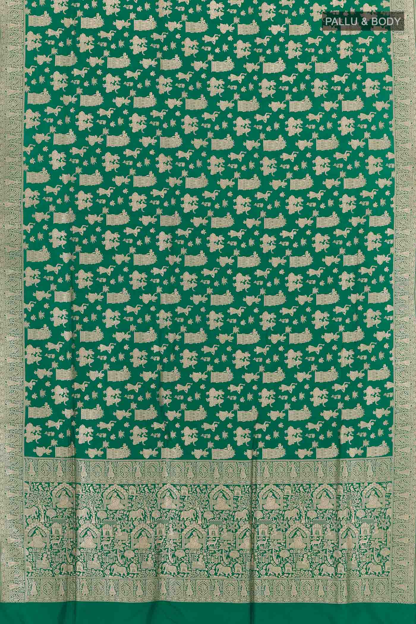 Green Banarasi Silk Saree - Image 4