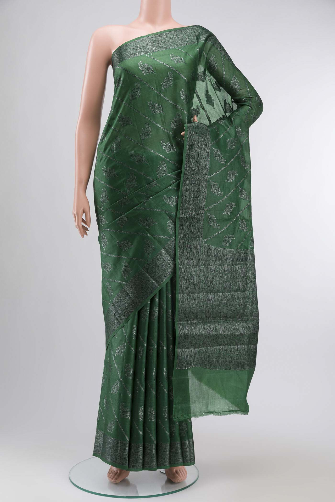 Green Banarasi Tussar Silk Saree