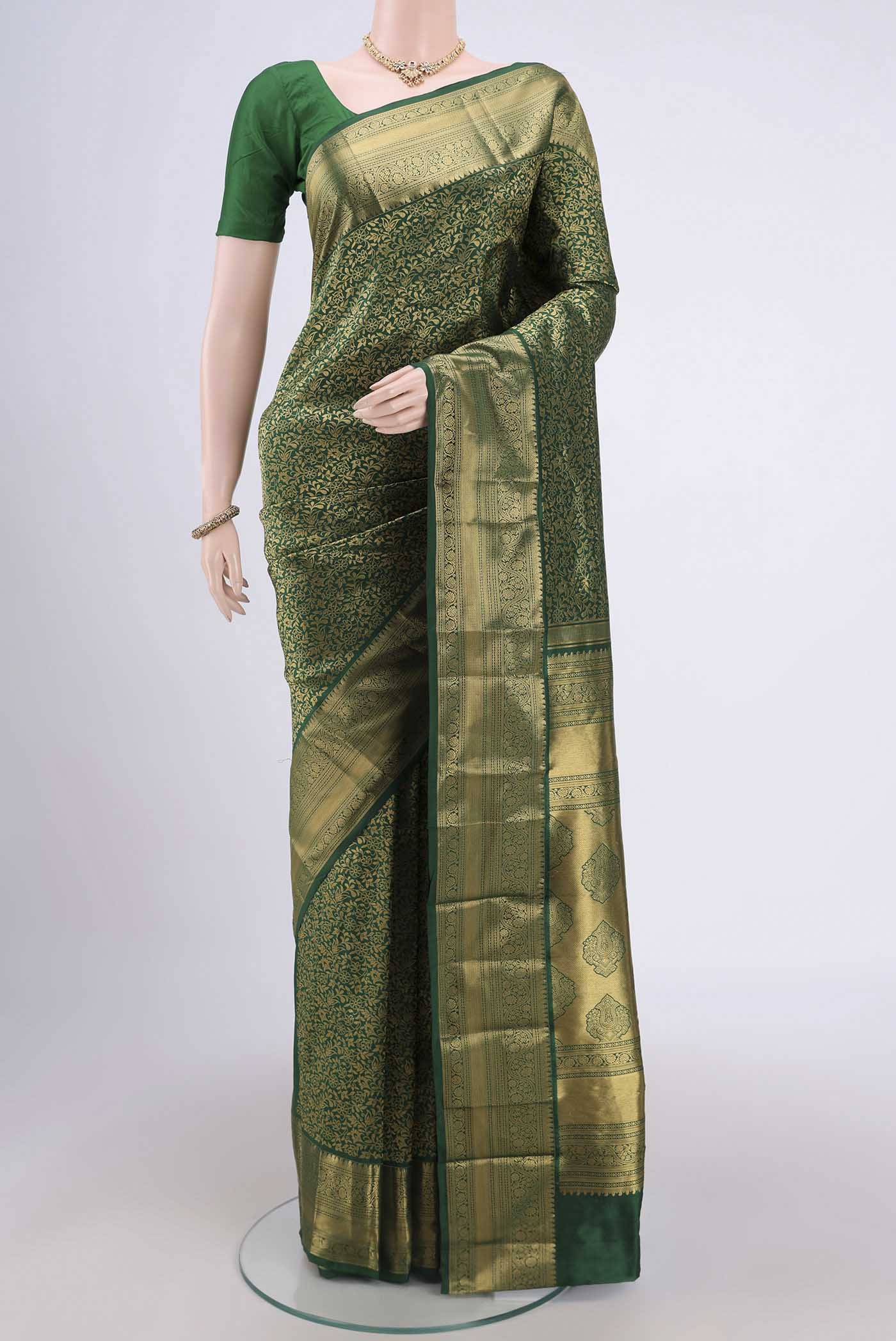 Bottle Green Bangalore Silk Saree