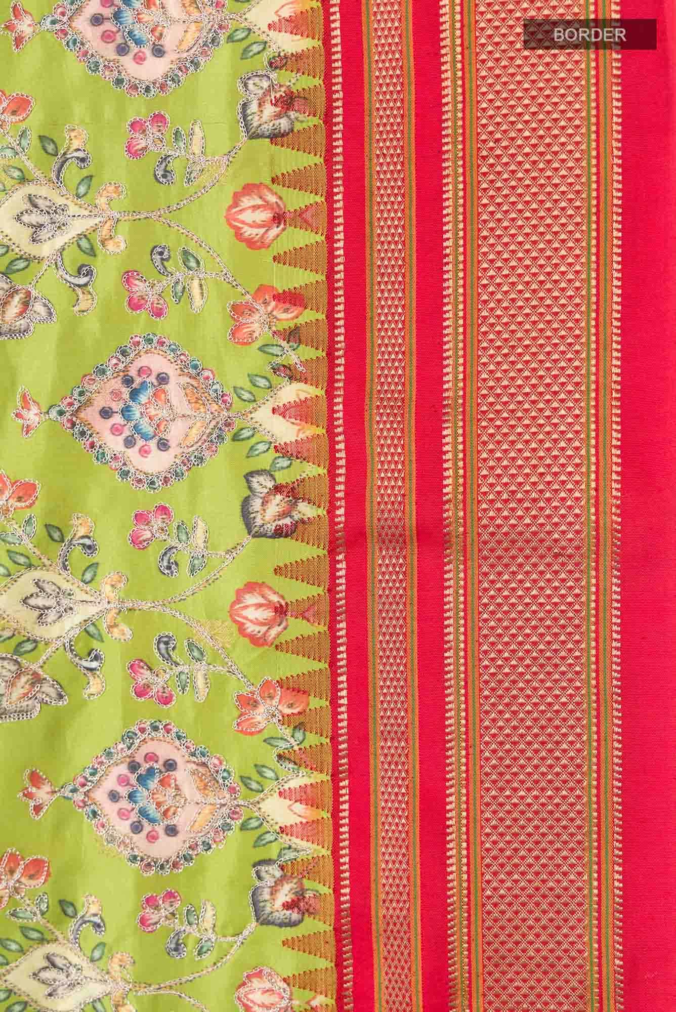 Green Bangalore Silk Saree - Image 5