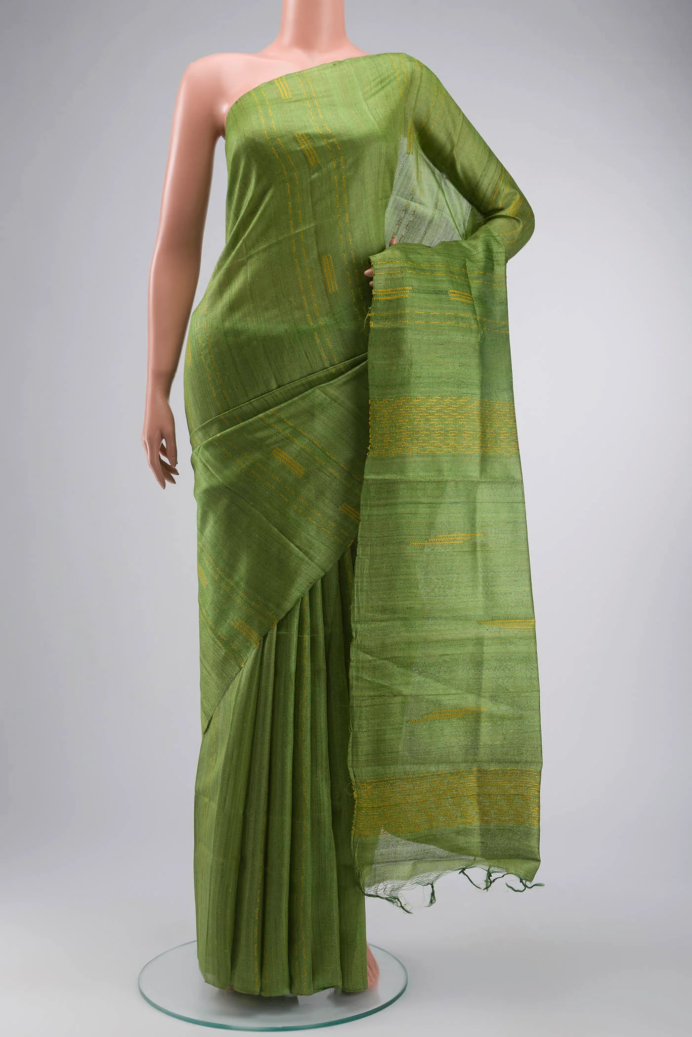 Green Bhagalpuri Tussar Silk Saree